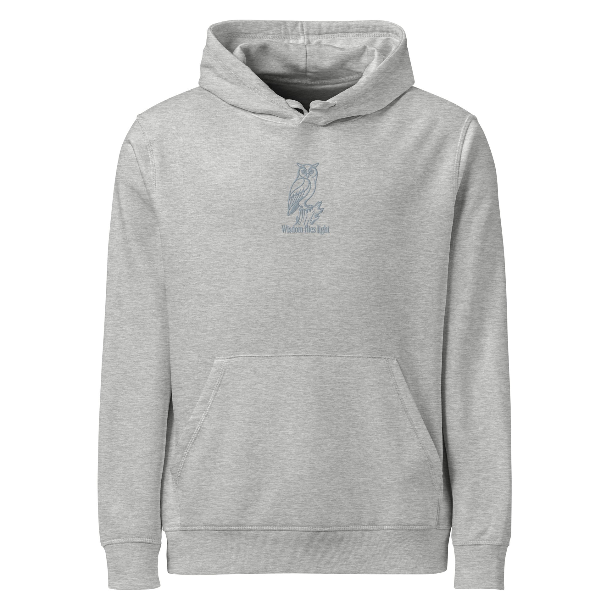 Owl Unisex Organic Mid-Weight Hoodie: 'Wisdom Flies Light' in Fall | Sustainable Fashion Dudeily