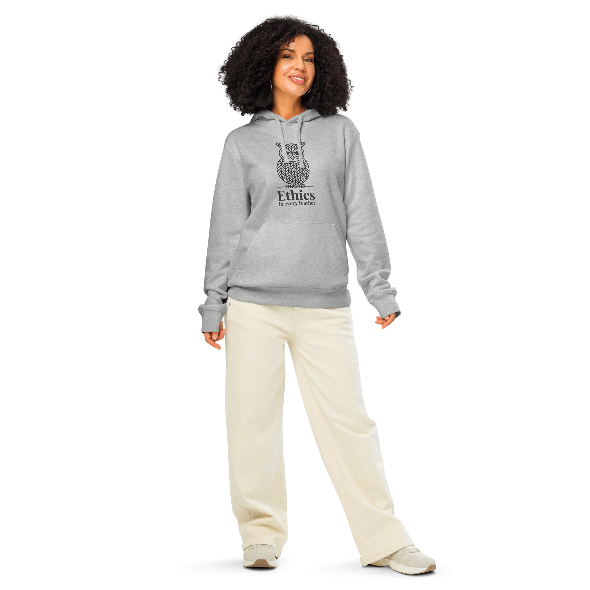 Unisex Organic Mid-Weight Hoodie: 'Ethics in Every Feather' | Sustainable Owl Fashion USA Dudeily
