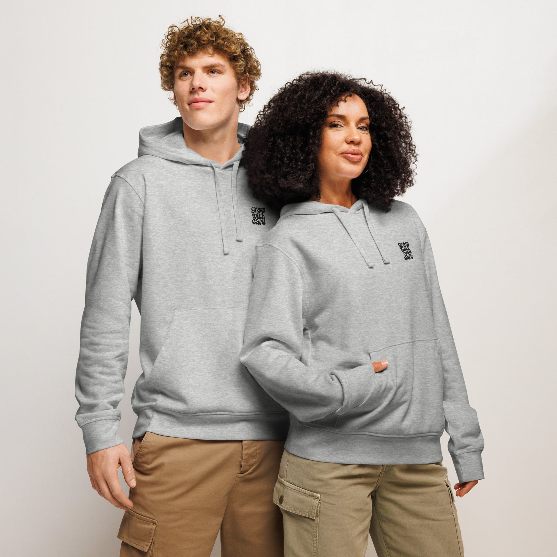 Eco-Friendly Owl Clothing Embroidered Unisex Organic Mid-Weight Hoodie "Grow With Care" Dudeily