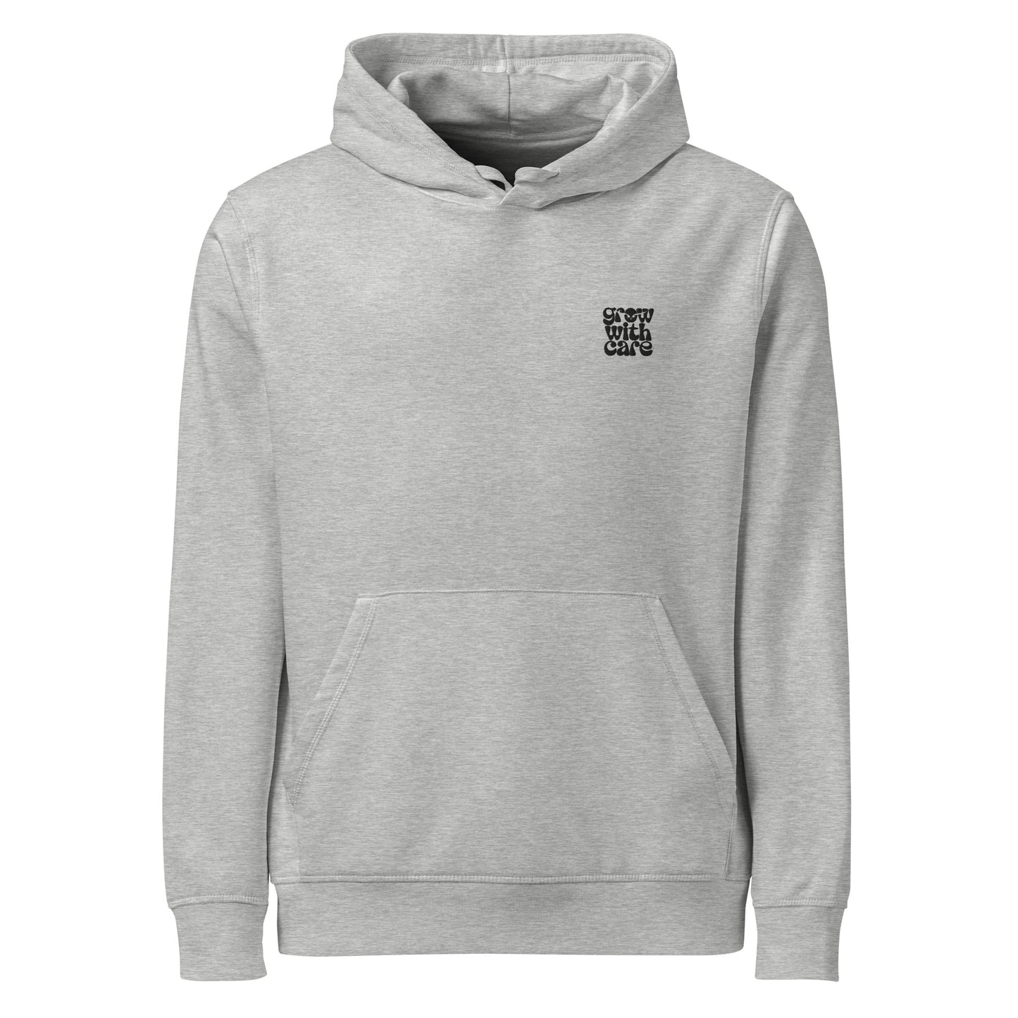 Eco-Friendly Owl Clothing Embroidered Unisex Organic Mid-Weight Hoodie "Grow With Care" Heather Grey Dudeily