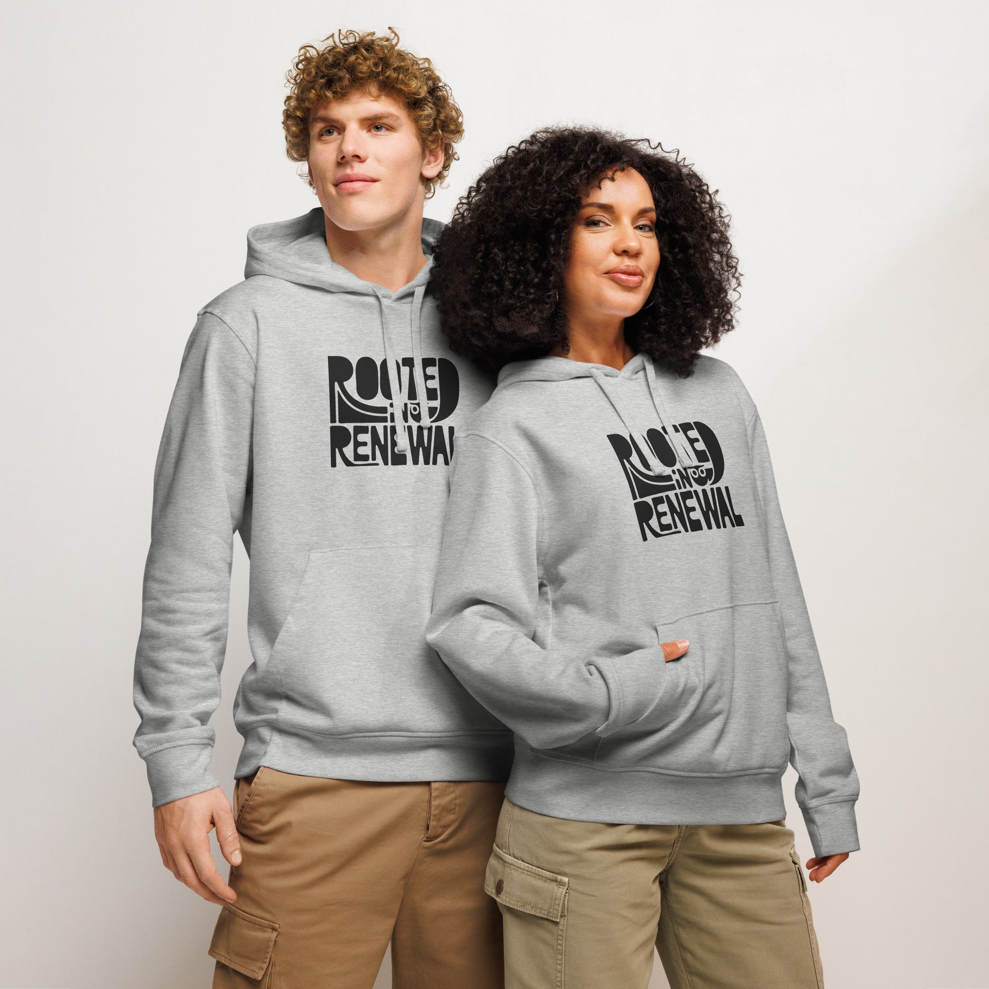 “Rooted In Renewal” Unisex Organic Mid-Weight Hoodie – Owl Print Sustainable Fashion Dudeily