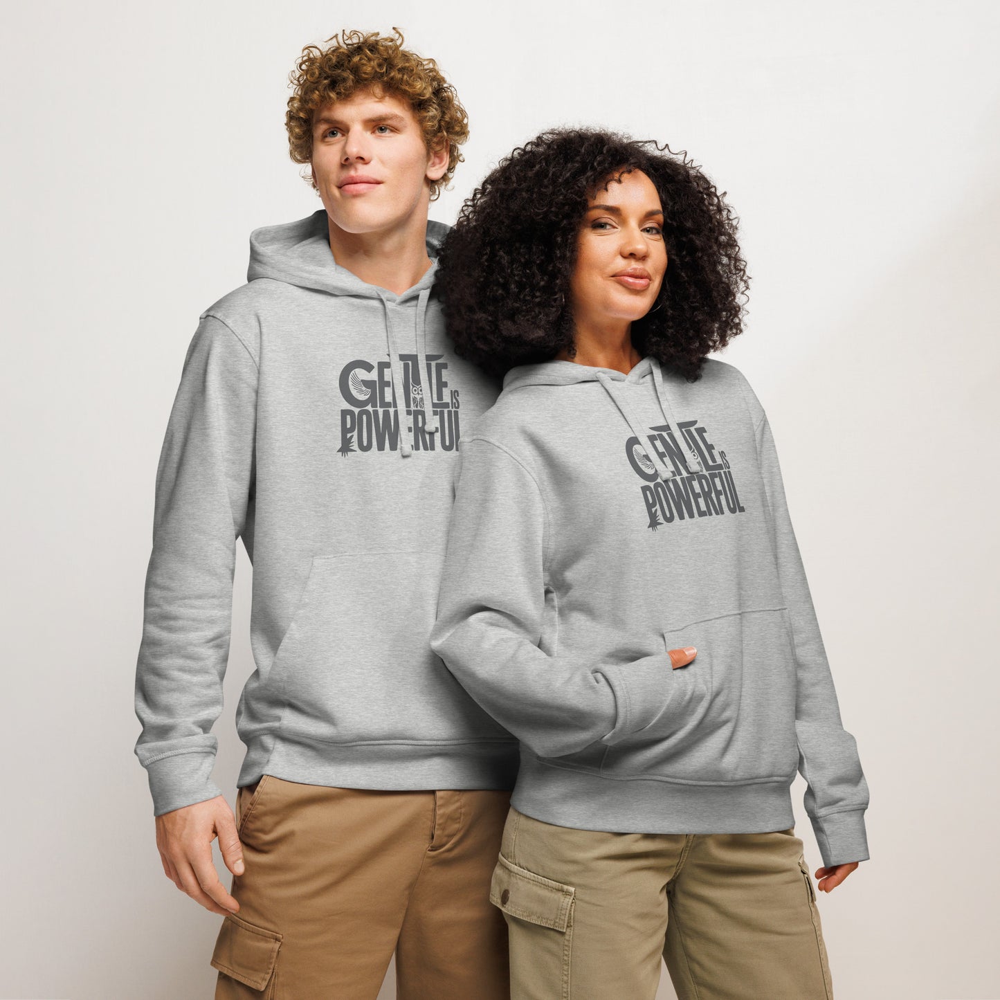 Unisex Organic Mid-Weight Hoodie "Rooted In Renewal" – Owl Print Sustainable Fashion Dudeily