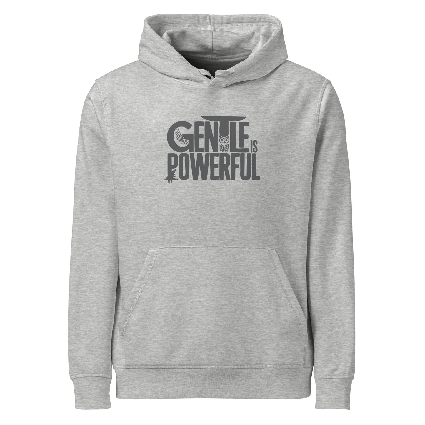 Unisex Organic Mid-Weight Hoodie "Rooted In Renewal" – Owl Print Sustainable Fashion Heather Grey Dudeily