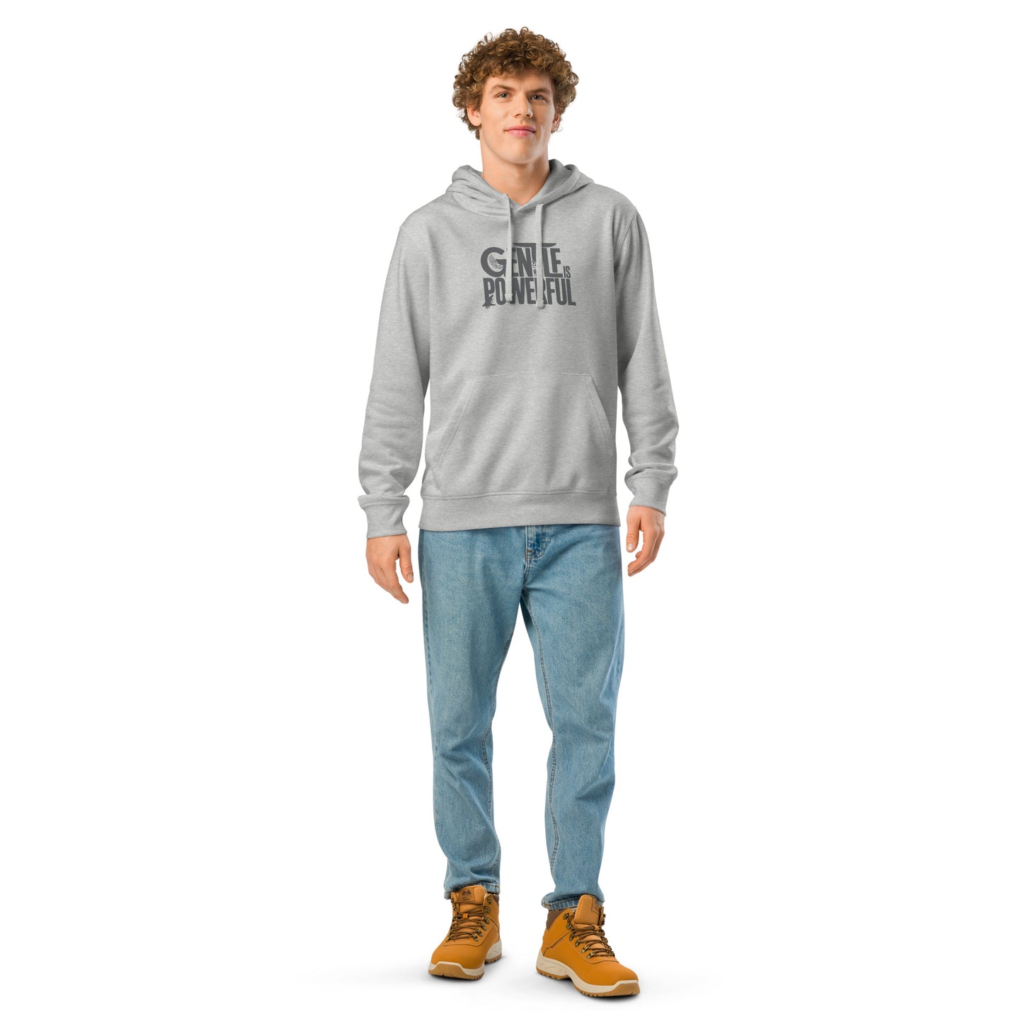 Unisex Organic Mid-Weight Hoodie "Gentle is Powerful" – Owl Print Sustainable Fashion Dudeily