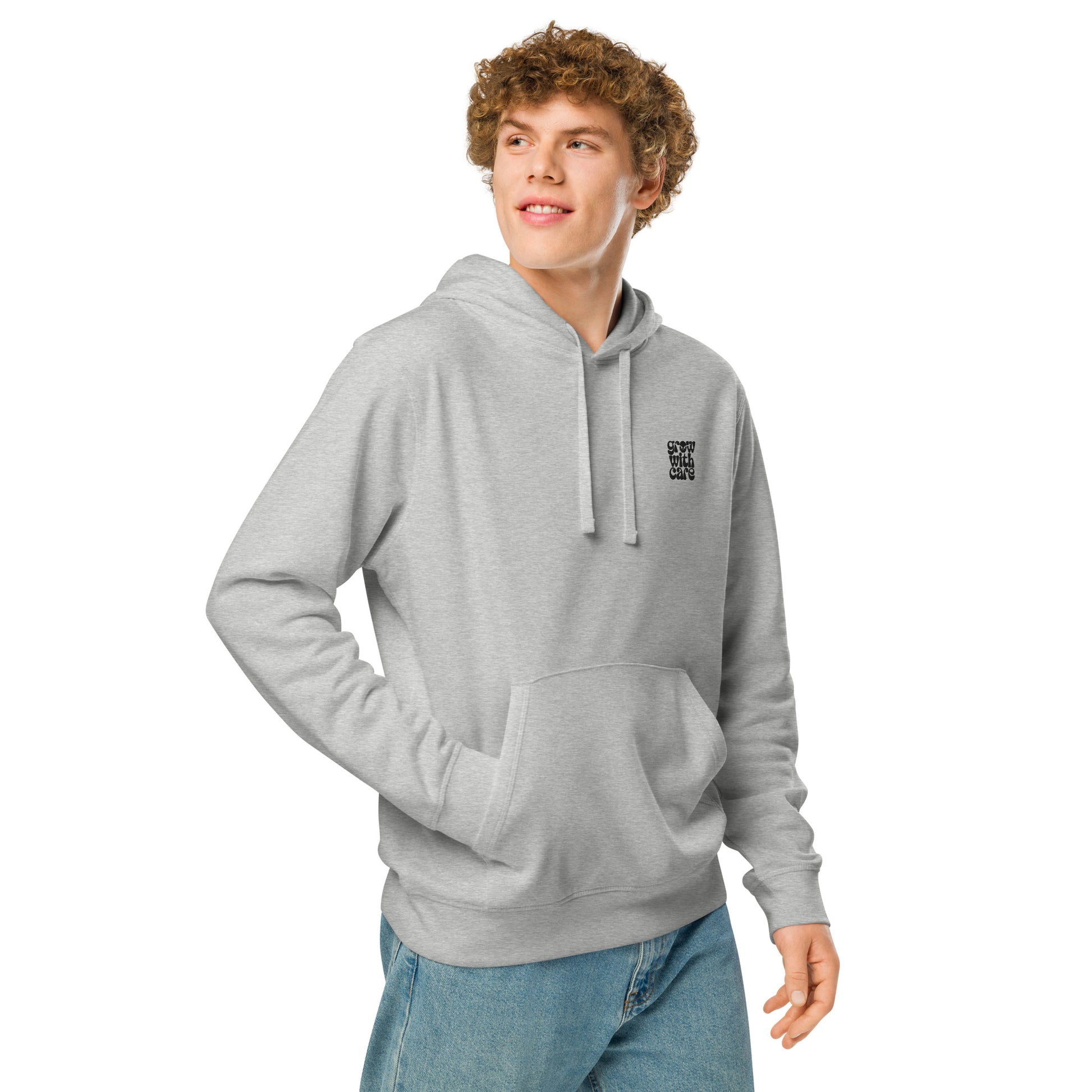 Eco-Friendly Owl Clothing Embroidered Unisex Organic Mid-Weight Hoodie "Grow With Care" Dudeily