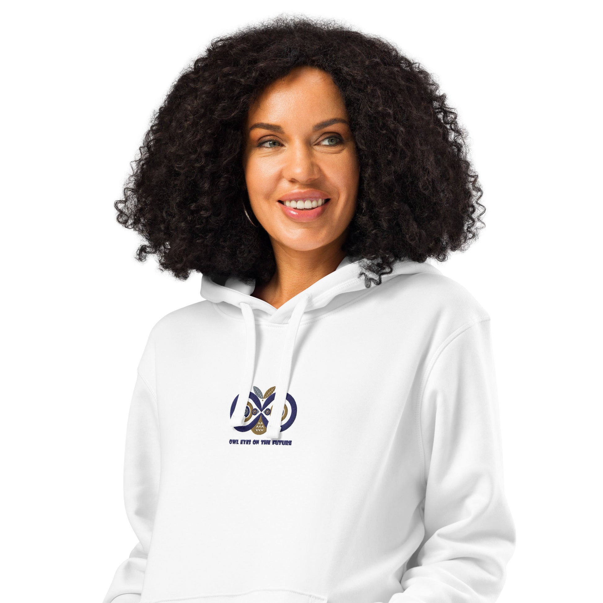 Embroidered Unisex Organic Mid-Weight Hoodie – Owl Eyes on the Future | Owl-Themed Sustainable Fashion Dudeily