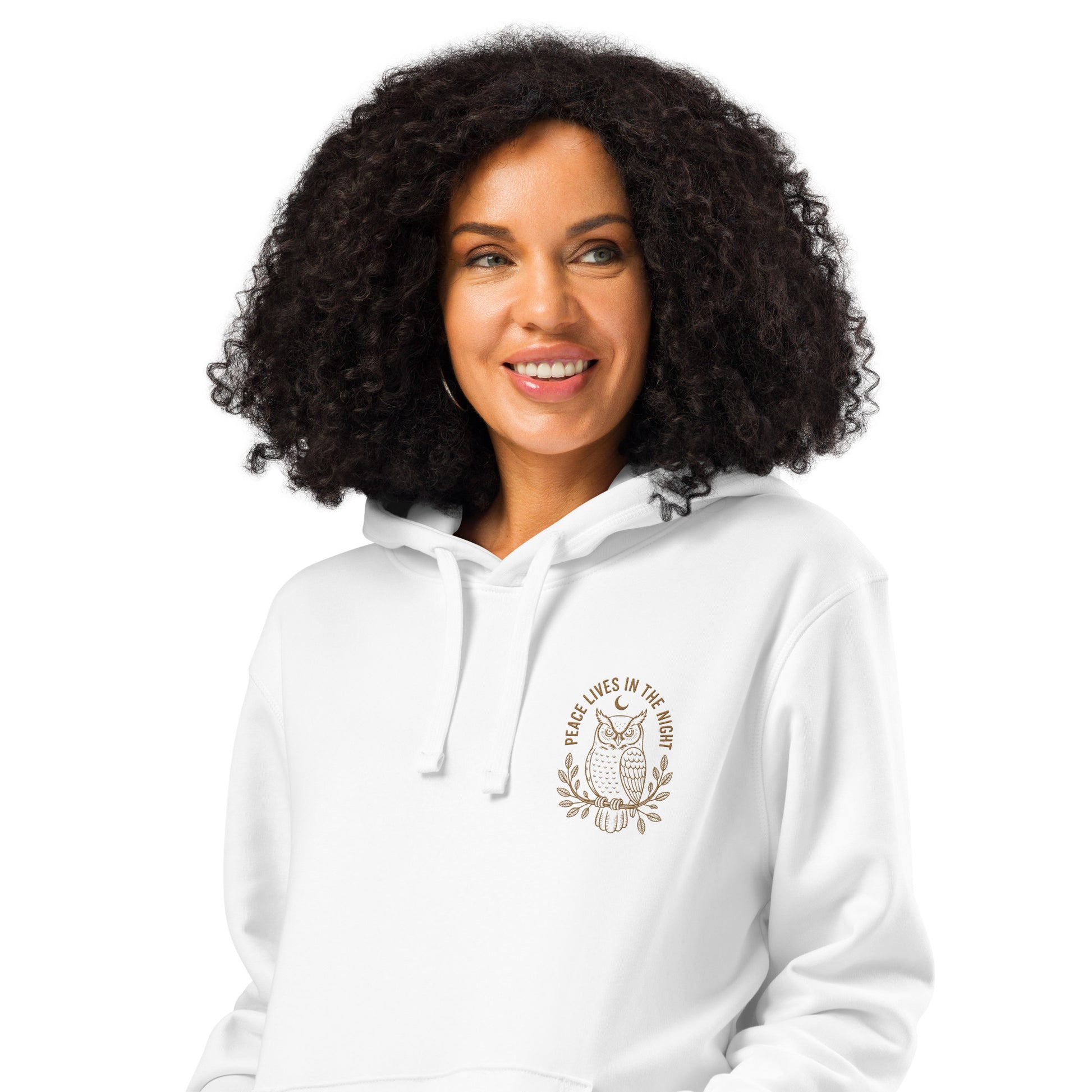 Owl Unisex Organic Mid-Weight Hoodie – 'Peace Lives in the Night' in Fall | Sustainable Fashion Dudeily