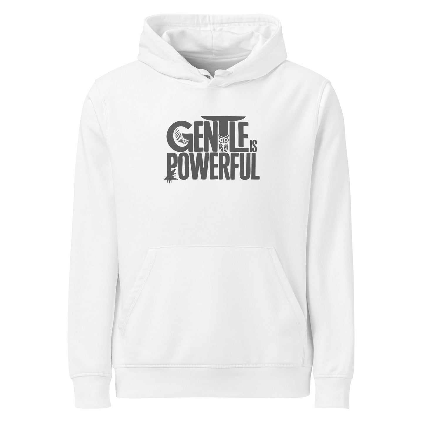 Unisex Organic Mid-Weight Hoodie "Rooted In Renewal" – Owl Print Sustainable Fashion White Dudeily