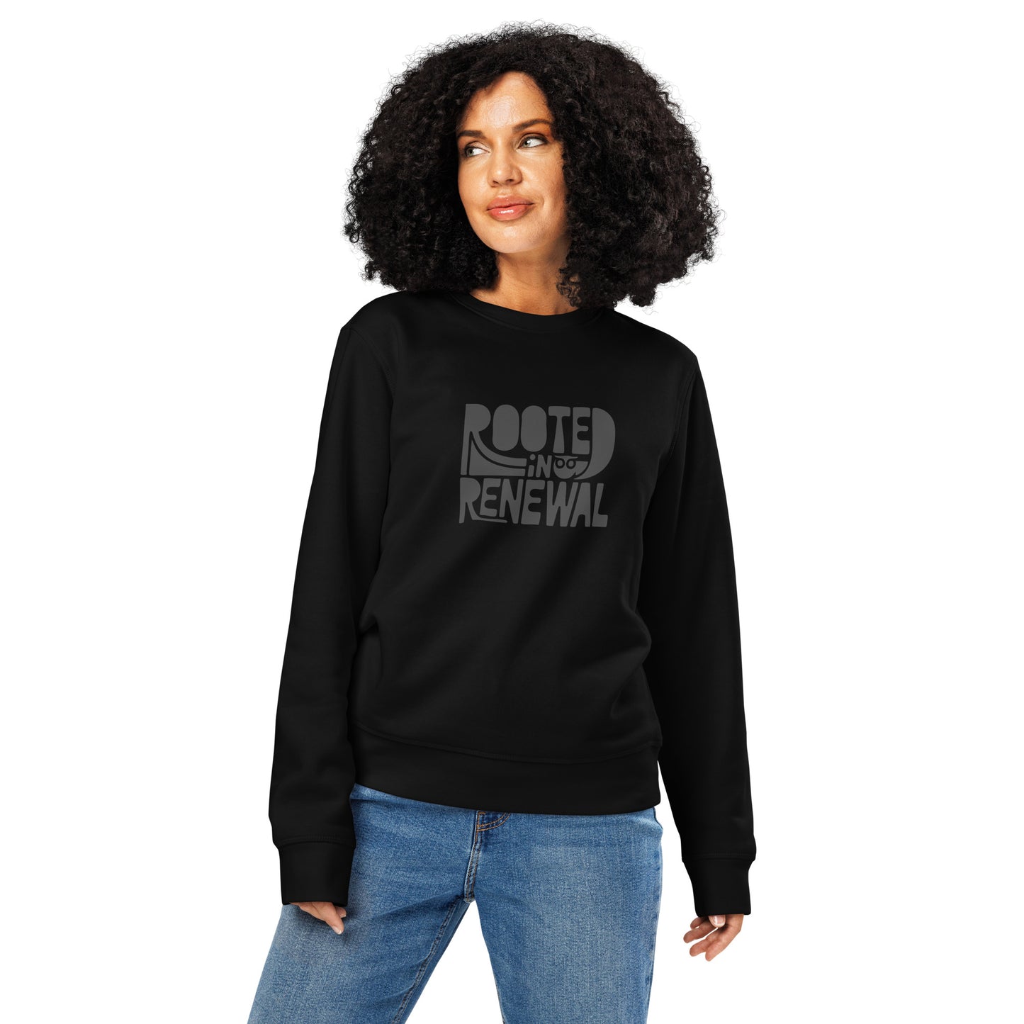 Unisex Organic Mid-Weight Sweatshirt "Rooted In Renewal" – Eco-Friendly Owl Clothing Print Dudeily