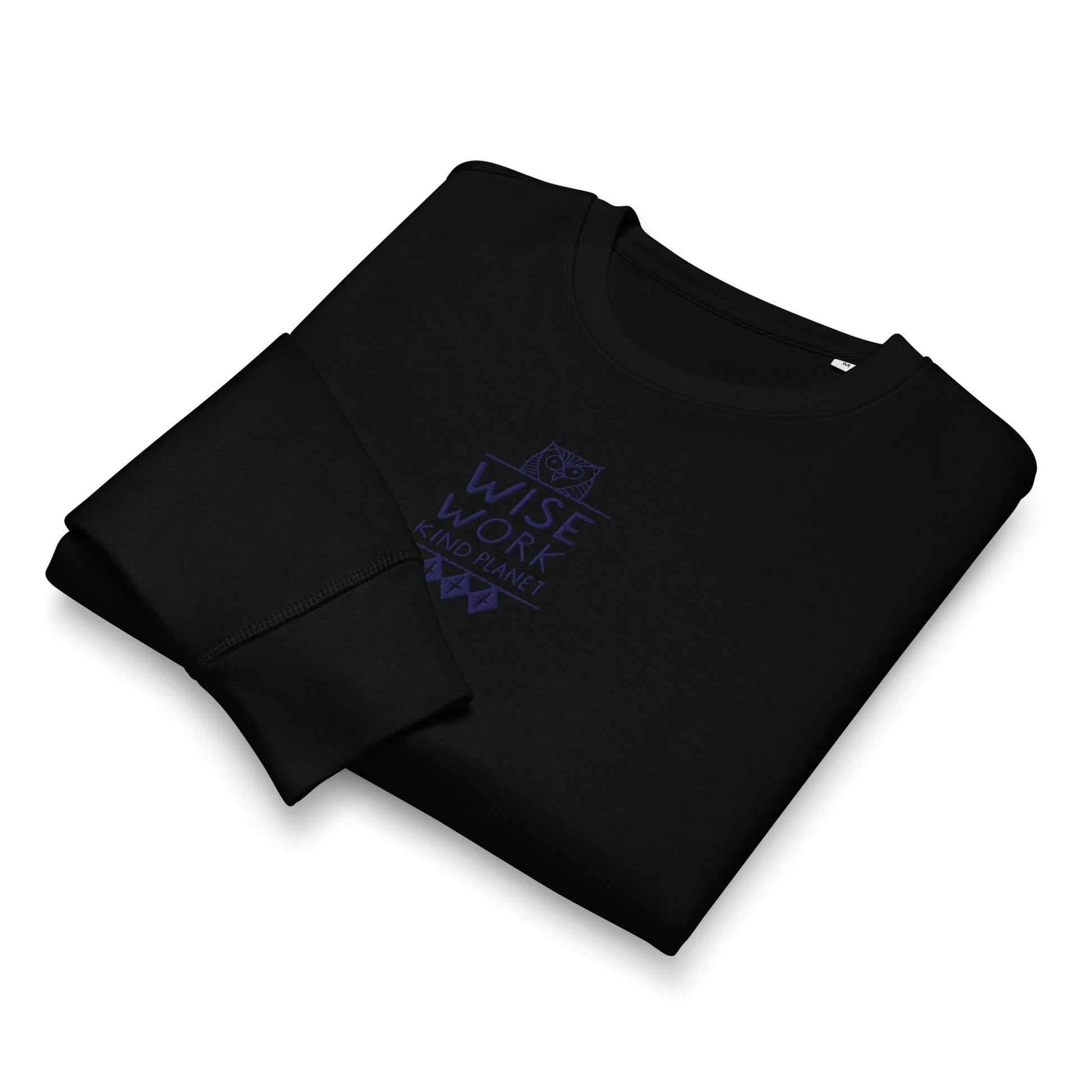 Unisex Organic Mid-Weight Sweatshirt: Wise Work, Kind Planet | Owl Embroidered Sustainable Fashion USA by Dudeily Dudeily