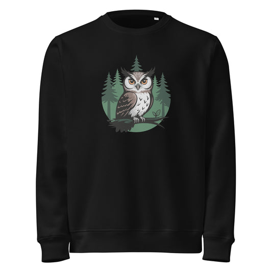Unisex Organic Mid-Weight Sweatshirt – Earth Owl Print | Eco-Friendly Owl Clothing 2XL Dudeily