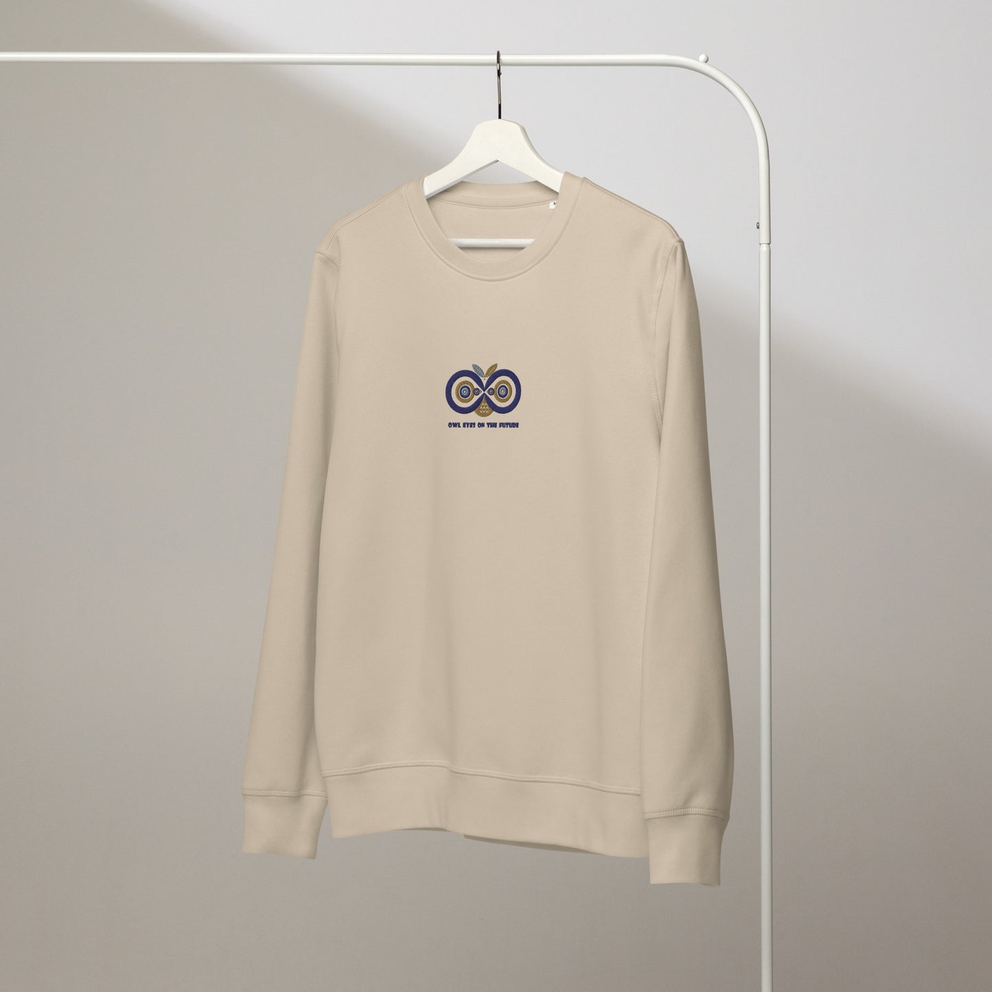 Unisex Organic Mid-Weight Sweatshirt: Owl Eyes on the Future | Owl Embroidered Sustainable Fashion USA Dudeily