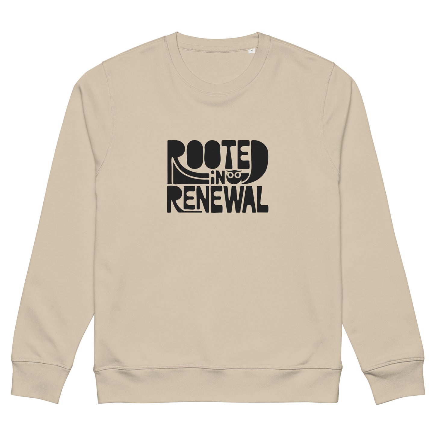 Unisex Organic Mid-Weight Sweatshirt "Rooted In Renewal" – Eco-Friendly Owl Clothing Print Desert Dust Dudeily
