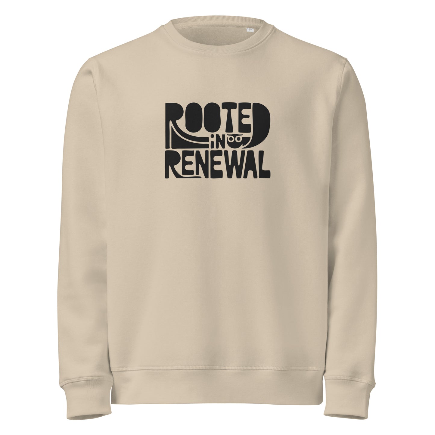 Unisex Organic Mid-Weight Sweatshirt "Rooted In Renewal" – Eco-Friendly Owl Clothing Print Dudeily