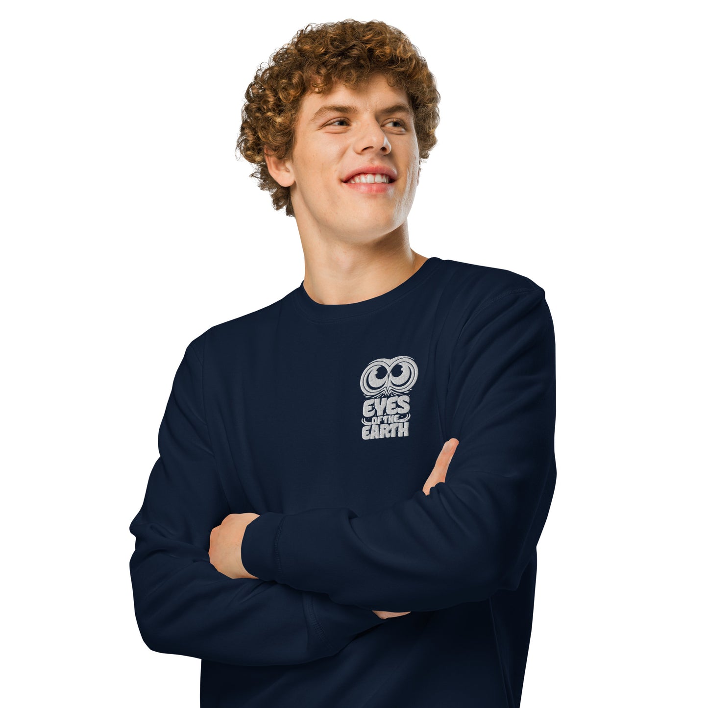 Owl Unisex Organic Mid-Weight Sweatshirt: 'Eyes of the Earth' in Fall | Sustainable Fashion USA Dudeily