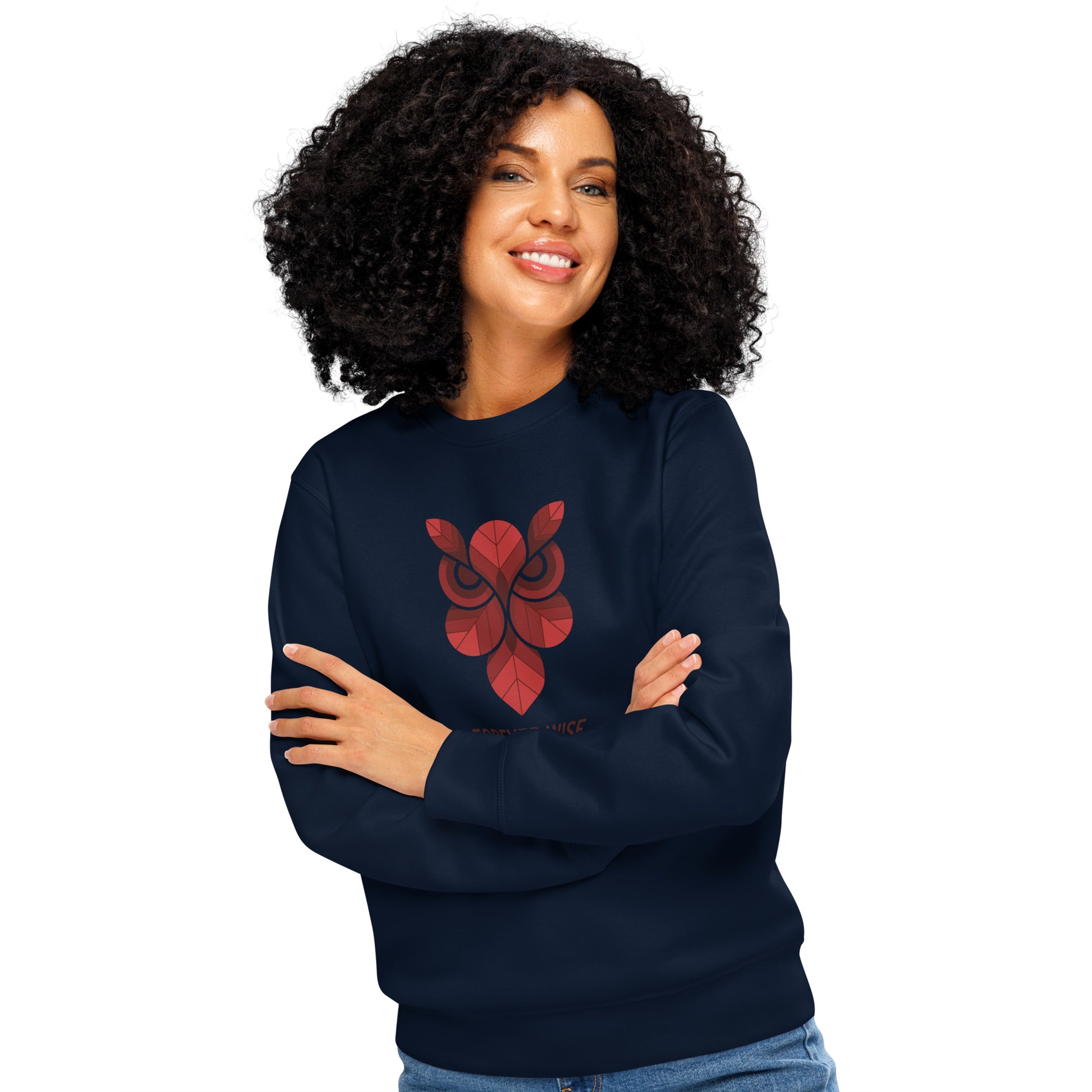 Printed Mid-Weight Sweatshirt: 'Forever Wise' in Fall | Sustainable Owl Fashion USA Dudeily