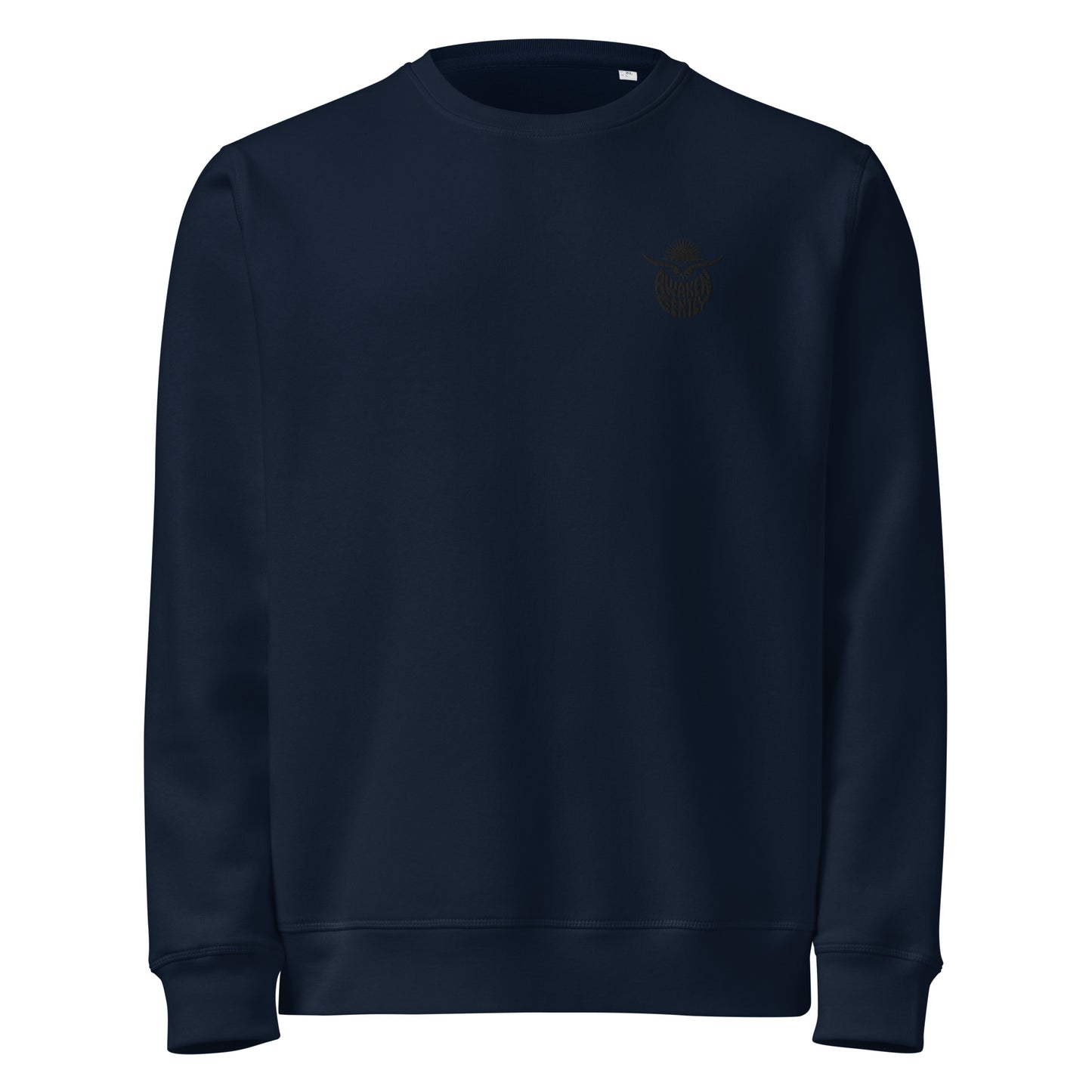Unisex Organic Mid-Weight Sweatshirt "Hope Has Feathers" – Embroidered Eco-Friendly Owl Clothing French Navy Dudeily