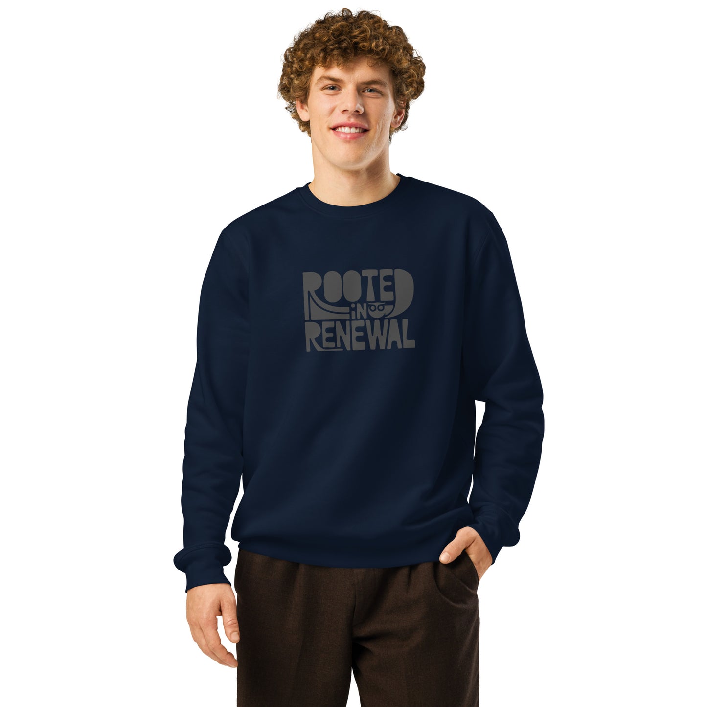 Unisex Organic Mid-Weight Sweatshirt "Rooted In Renewal" – Eco-Friendly Owl Clothing Print Dudeily