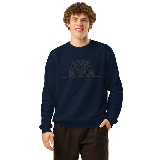 Unisex Organic Mid-Weight Sweatshirt – Minimal Owl Design | Eco-Friendly Owl Clothing Dudeily