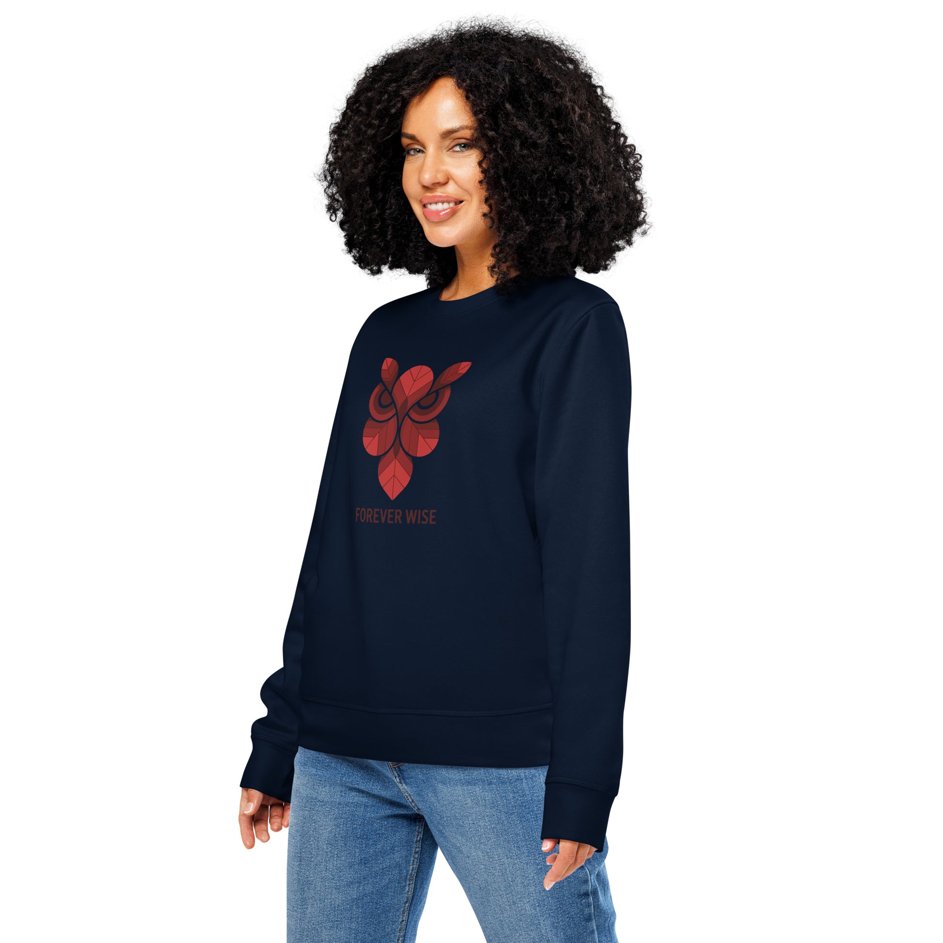 Printed Mid-Weight Sweatshirt: 'Forever Wise' in Fall | Sustainable Owl Fashion USA Dudeily