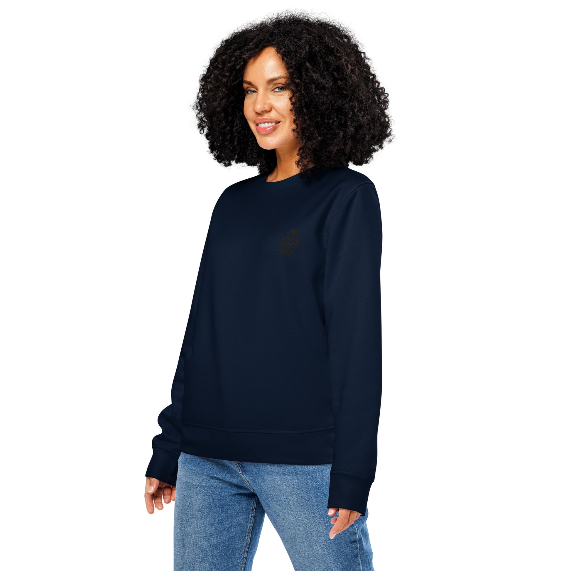 Unisex Organic Mid-Weight Sweatshirt "Hope Has Feathers" – Embroidered Eco-Friendly Owl Clothing Dudeily