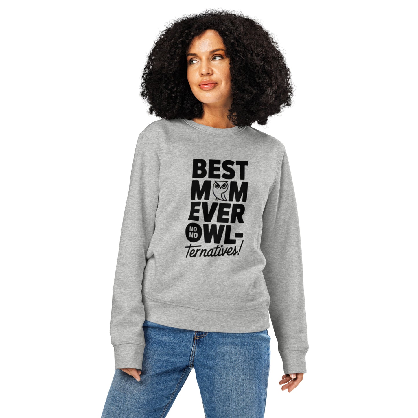 Unisex Organic Mid-Weight Sweatshirt – Sustainable Owl-Themed Pullover for Everyday Comfort Heather Grey Dudeily