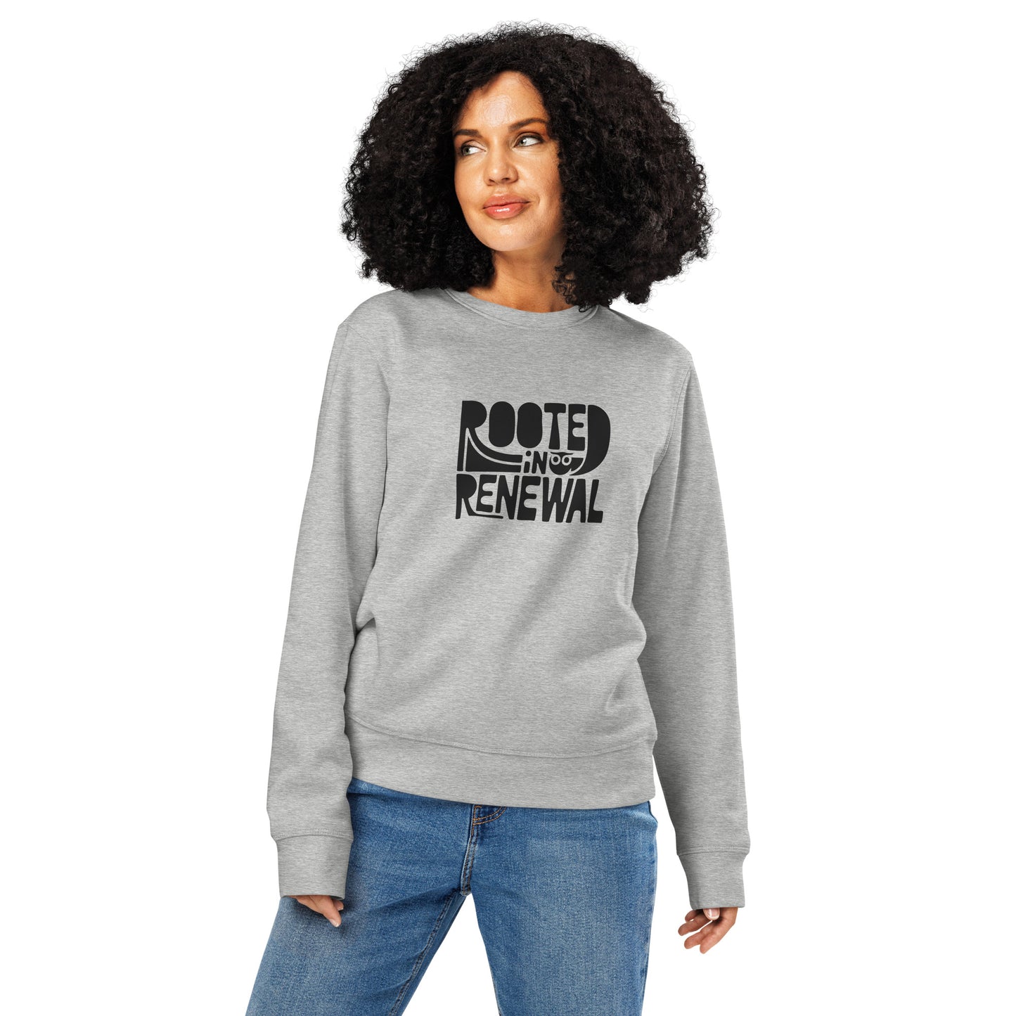 Unisex Organic Mid-Weight Sweatshirt "Rooted In Renewal" – Eco-Friendly Owl Clothing Print Dudeily