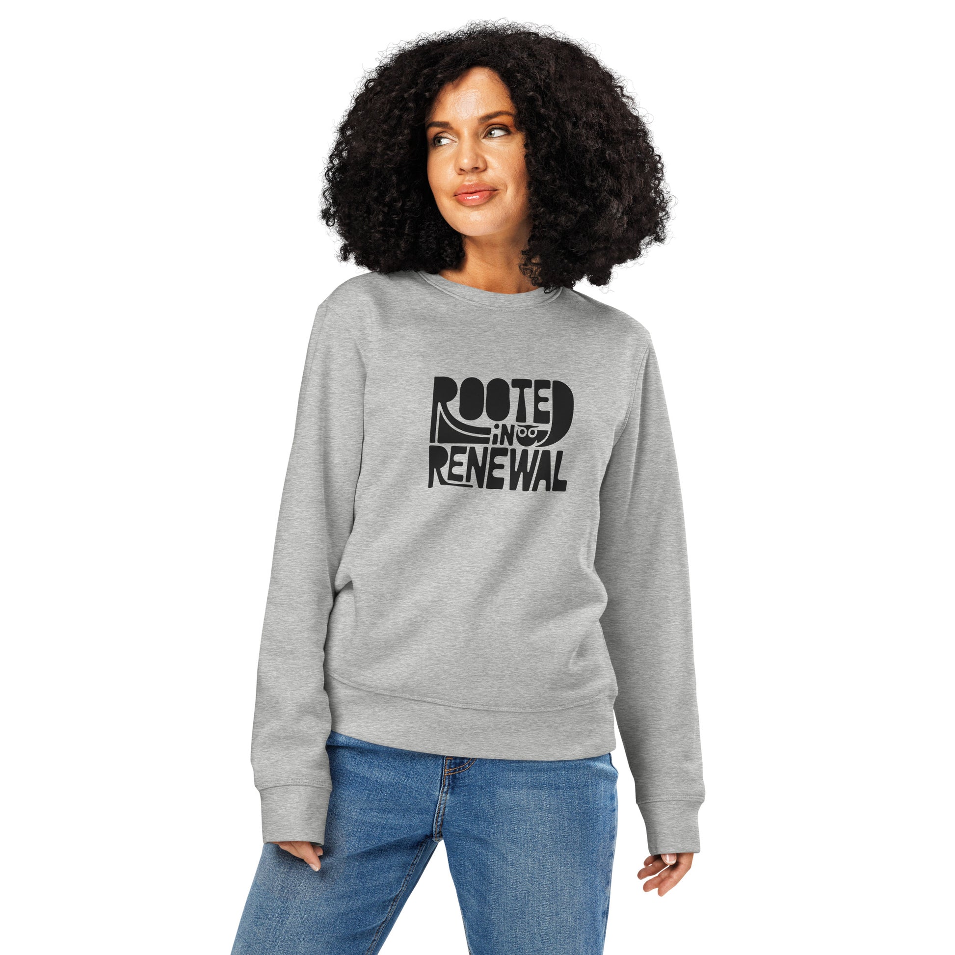 Unisex Organic Mid-Weight Sweatshirt "Rooted In Renewal" – Eco-Friendly Owl Clothing Print Dudeily