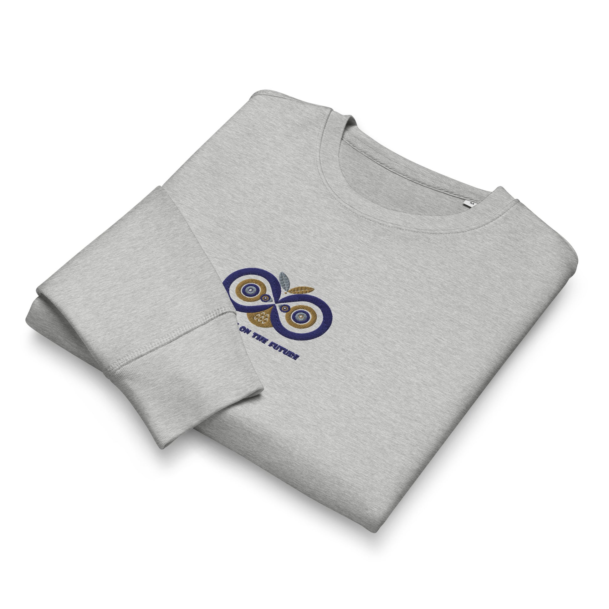Unisex Organic Mid-Weight Sweatshirt: Owl Eyes on the Future | Owl Embroidered Sustainable Fashion USA Dudeily