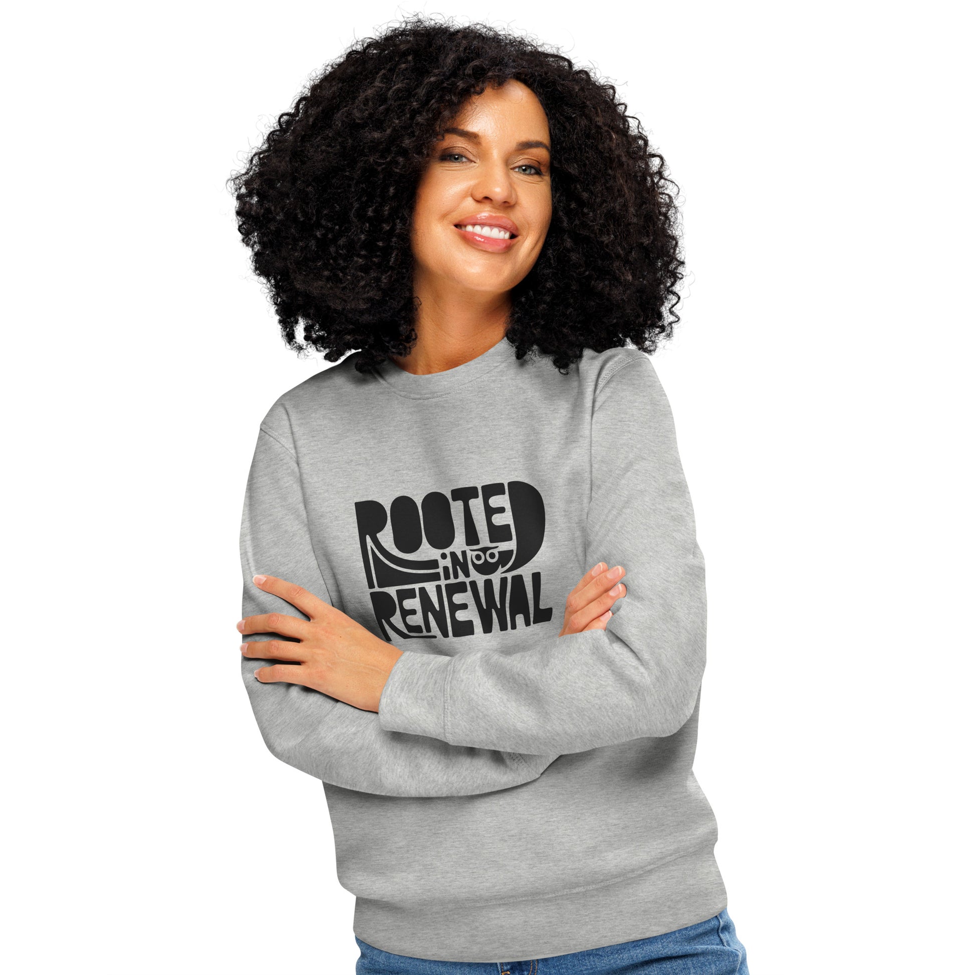 Unisex Organic Mid-Weight Sweatshirt "Rooted In Renewal" – Eco-Friendly Owl Clothing Print Dudeily