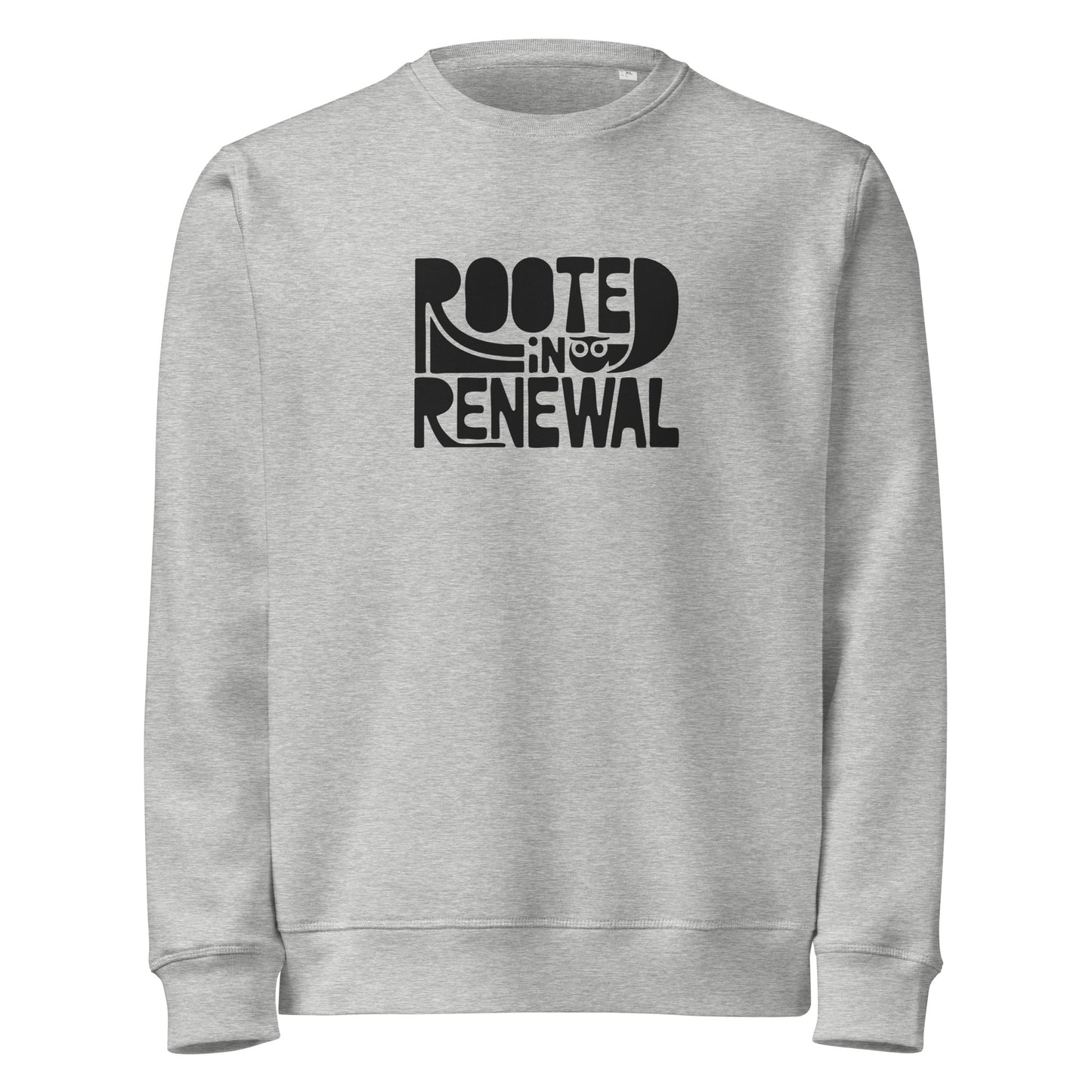Unisex Organic Mid-Weight Sweatshirt "Rooted In Renewal" – Eco-Friendly Owl Clothing Print Dudeily