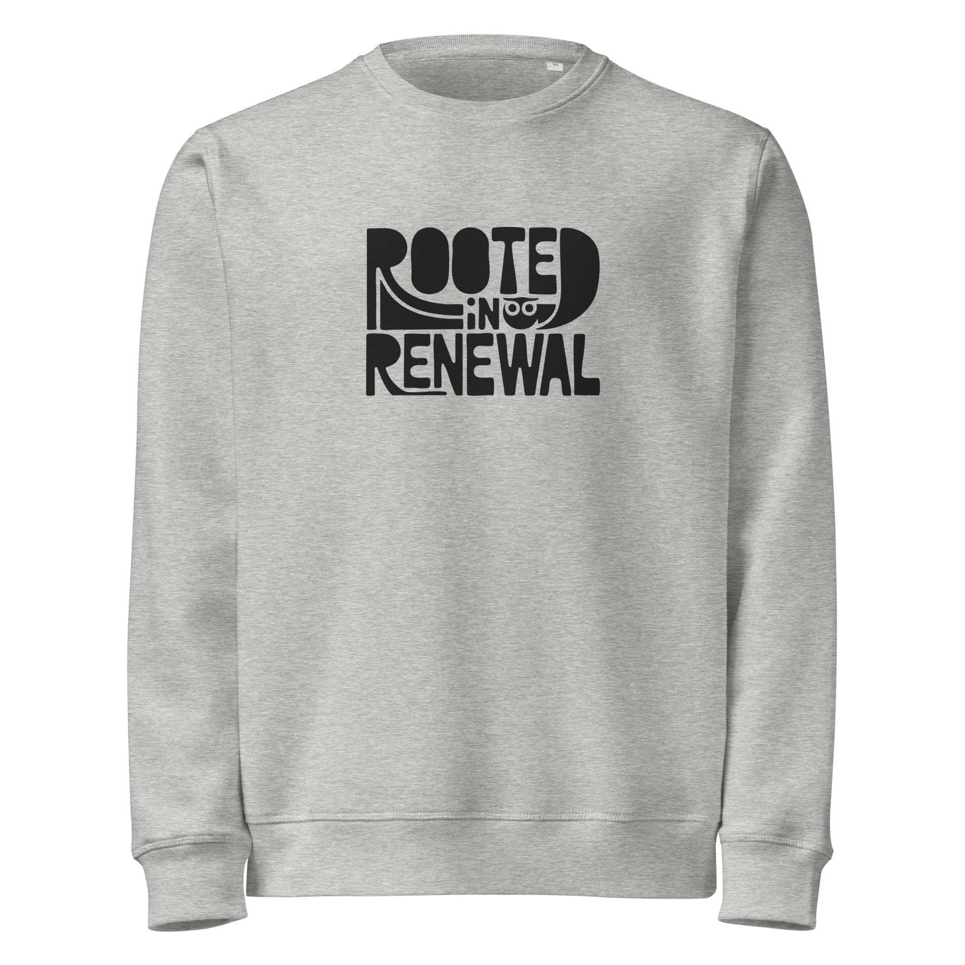 Unisex Organic Mid-Weight Sweatshirt "Rooted In Renewal" – Eco-Friendly Owl Clothing Print Dudeily
