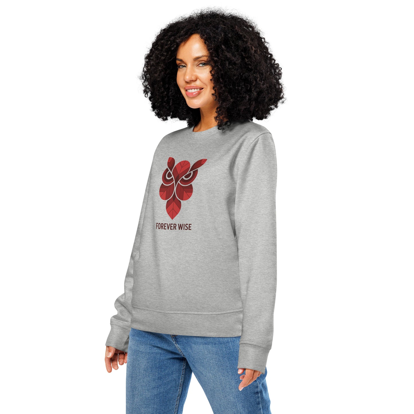 Printed Mid-Weight Sweatshirt: 'Forever Wise' in Fall | Sustainable Owl Fashion USA Dudeily