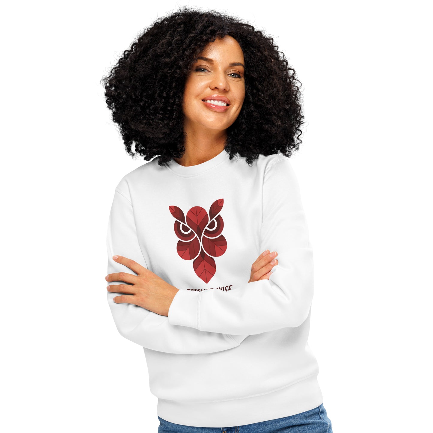 Printed Mid-Weight Sweatshirt: 'Forever Wise' in Fall | Sustainable Owl Fashion USA Dudeily