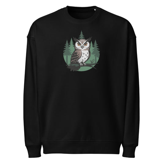 Eco-Friendly Owl Clothing Unisex Organic Oversized Sweatshirt – Nature Print Style Black Dudeily