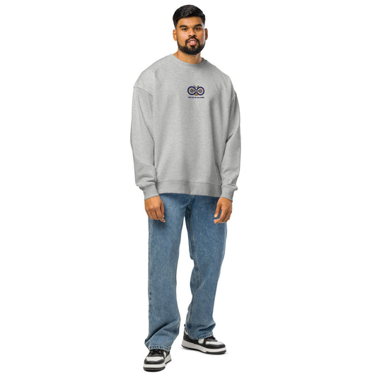 Unisex Organic Oversized Sweatshirt: Owl Eyes on the Future | Owl Embroidered Eco-Friendly Fashion USA by Dudeily Dudeily