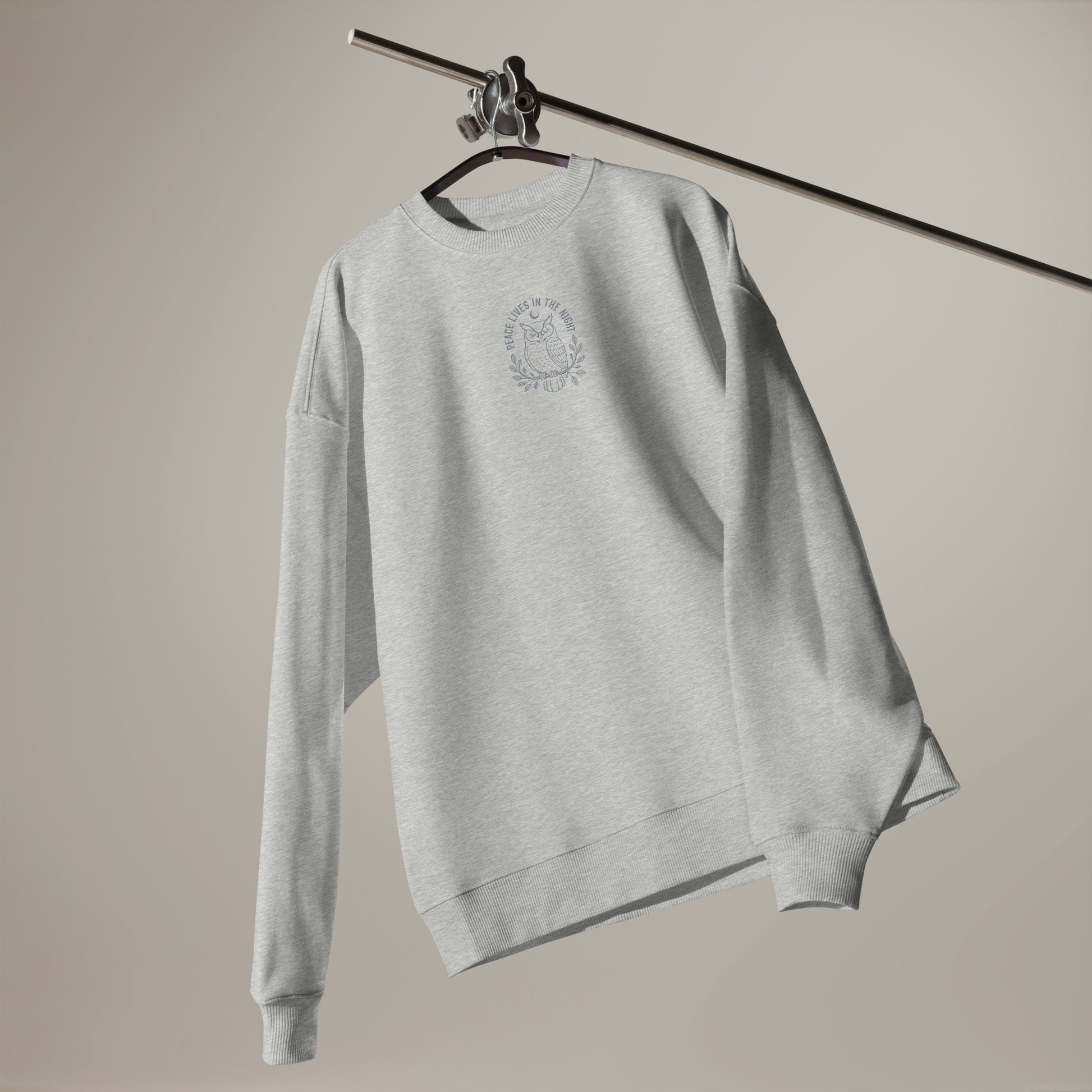 Owl Unisex Organic Oversized Sweatshirt – 'Peace Lives in the Night' in Fall | Sustainable Fashion USA Dudeily