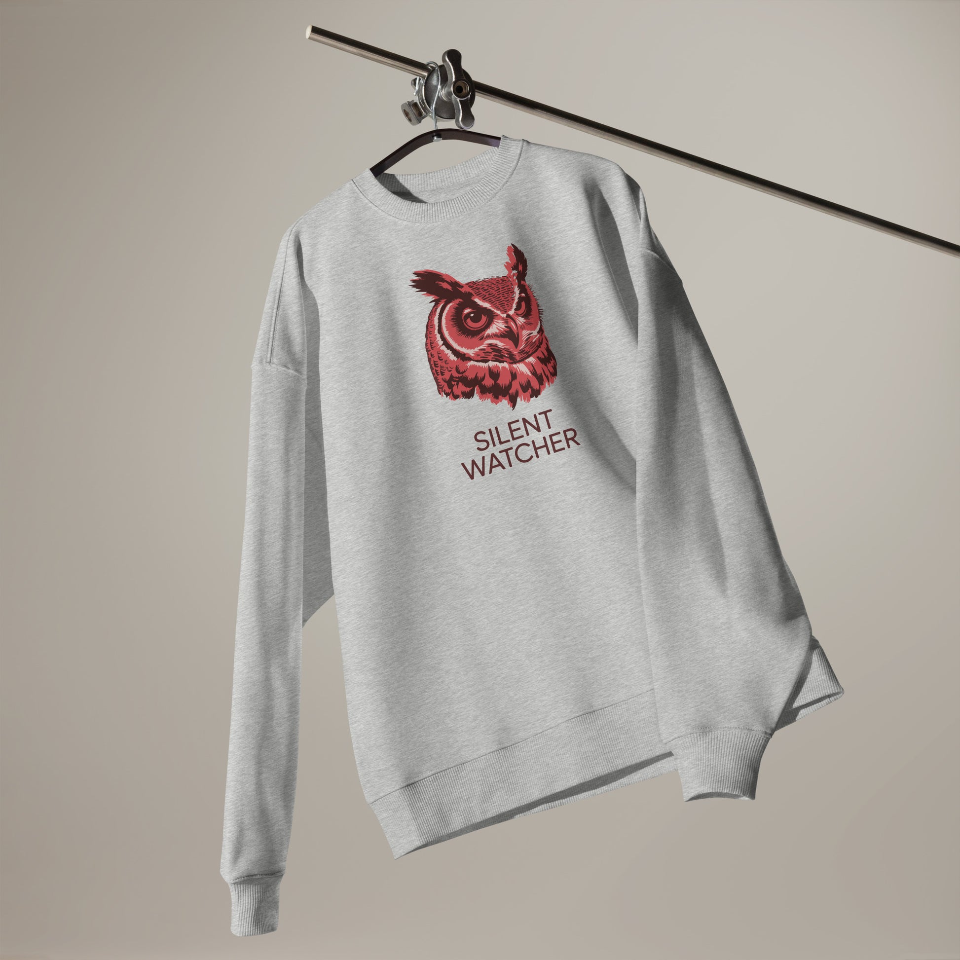 Unisex Organic Oversized Sweatshirt: ‘Silent Watcher’ in Fall | Sustainable Owl Fashion USA Dudeily