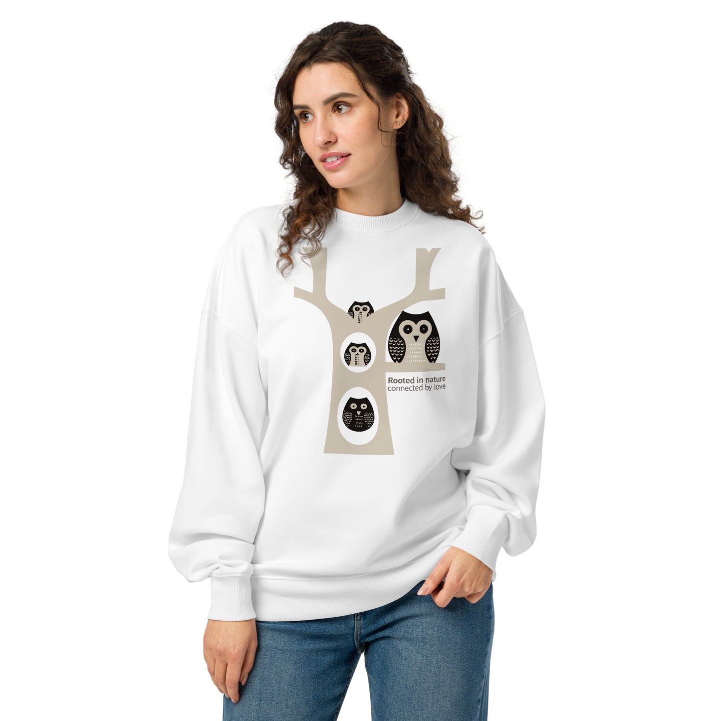 Unisex Organic Oversized Sweatshirt – OwlNest Sustainable Fashion USA Edition White Dudeily