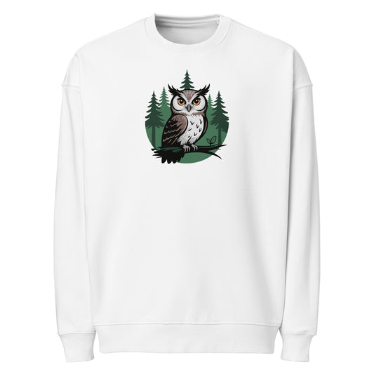 Unisex Organic Oversized Sweatshirt – Midnight Owl Print | Eco-Friendly Owl Clothing White Dudeily