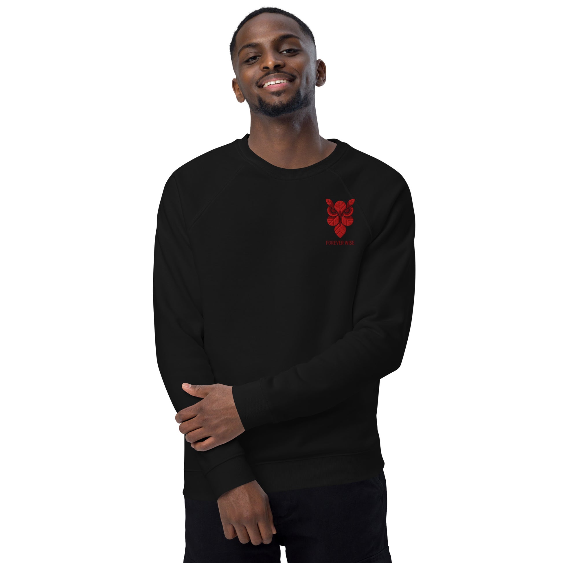 Owl Unisex Organic Raglan Sweatshirt: 'Forever Wise' in Fall | Sustainable Fashion USA Dudeily