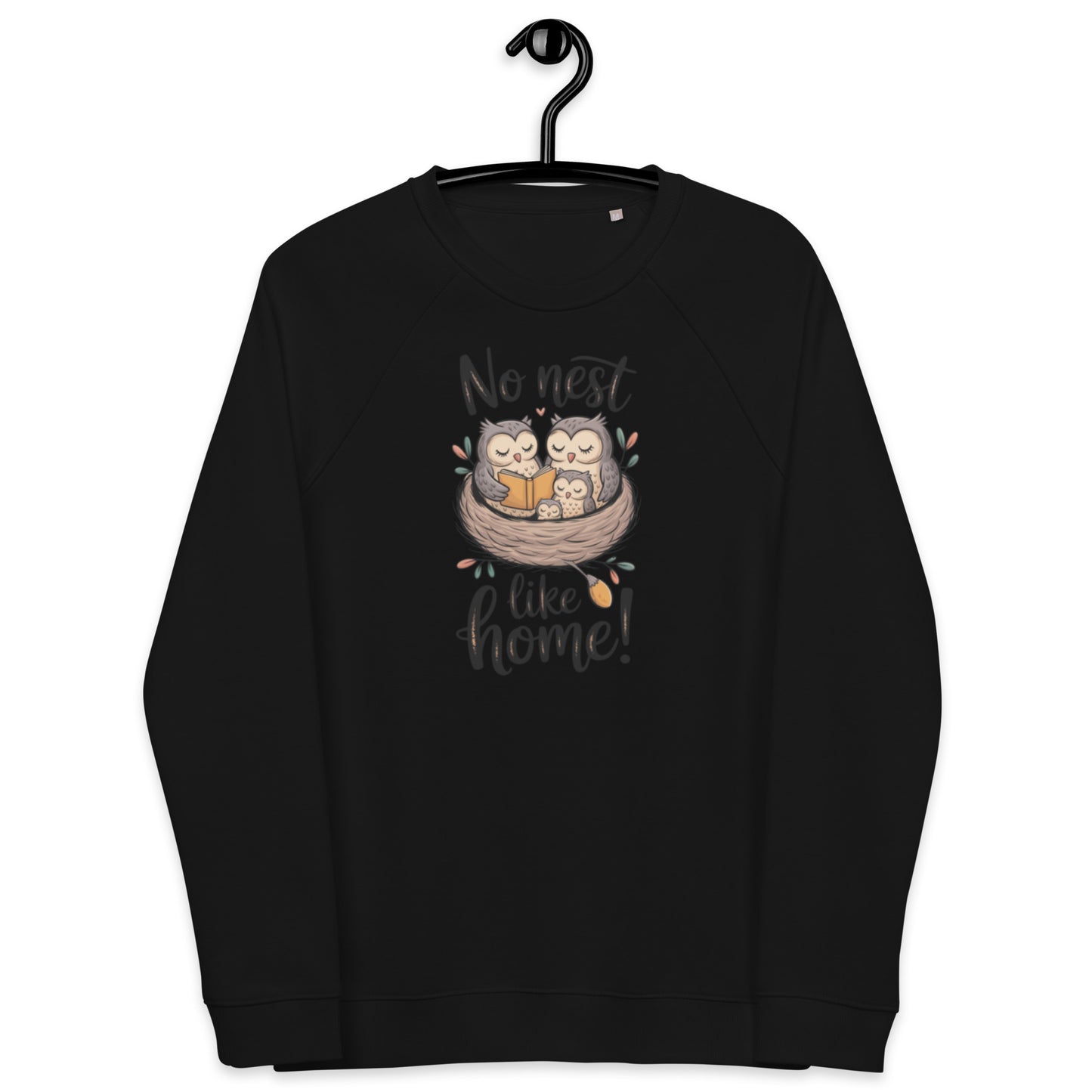 Unisex Organic Raglan Sweatshirt – Eco-Friendly Comfort for Every Owl Lover Dudeily