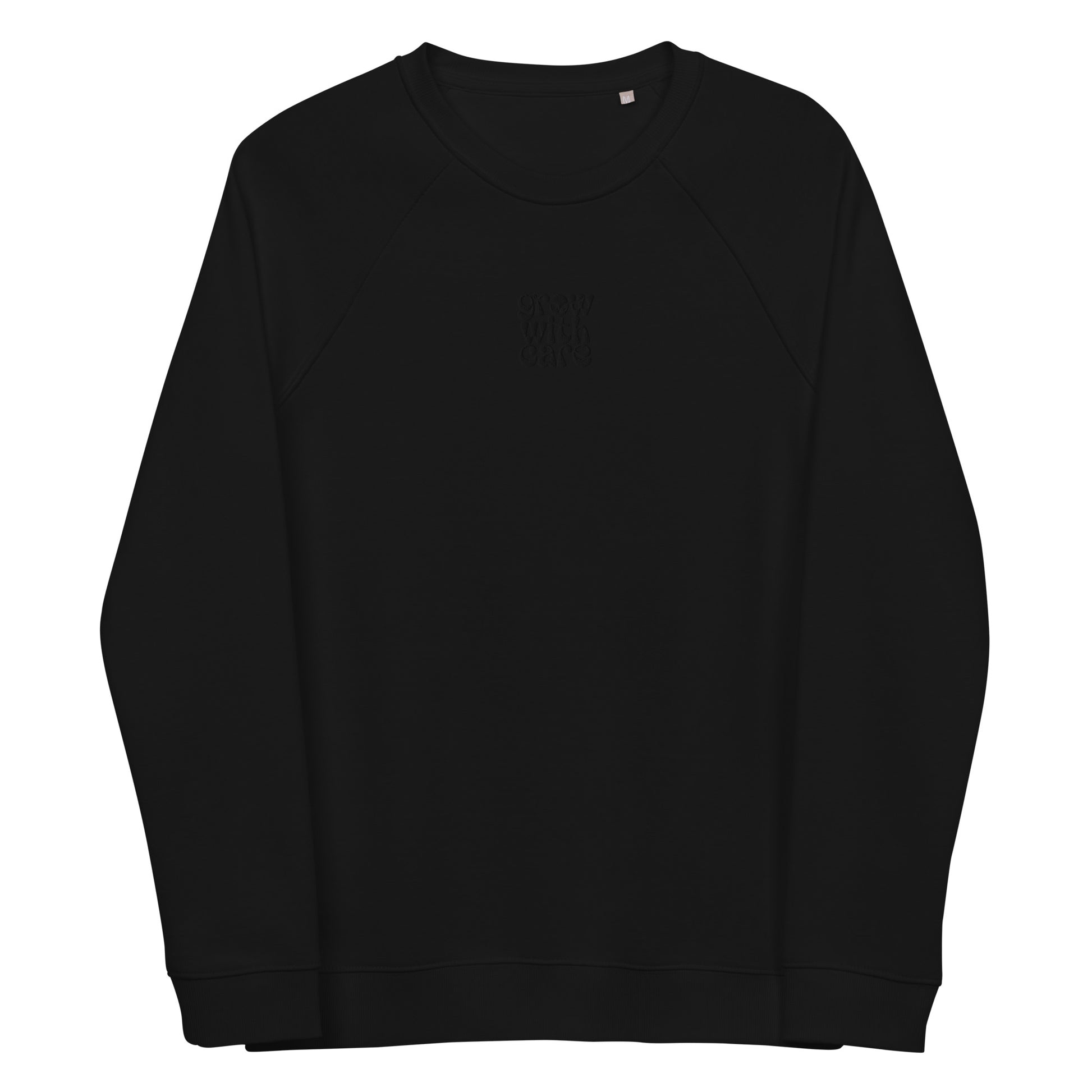Eco-Friendly Owl Clothing Embroidered Unisex Organic Raglan Sweatshirt "Grow With Care" Dudeily