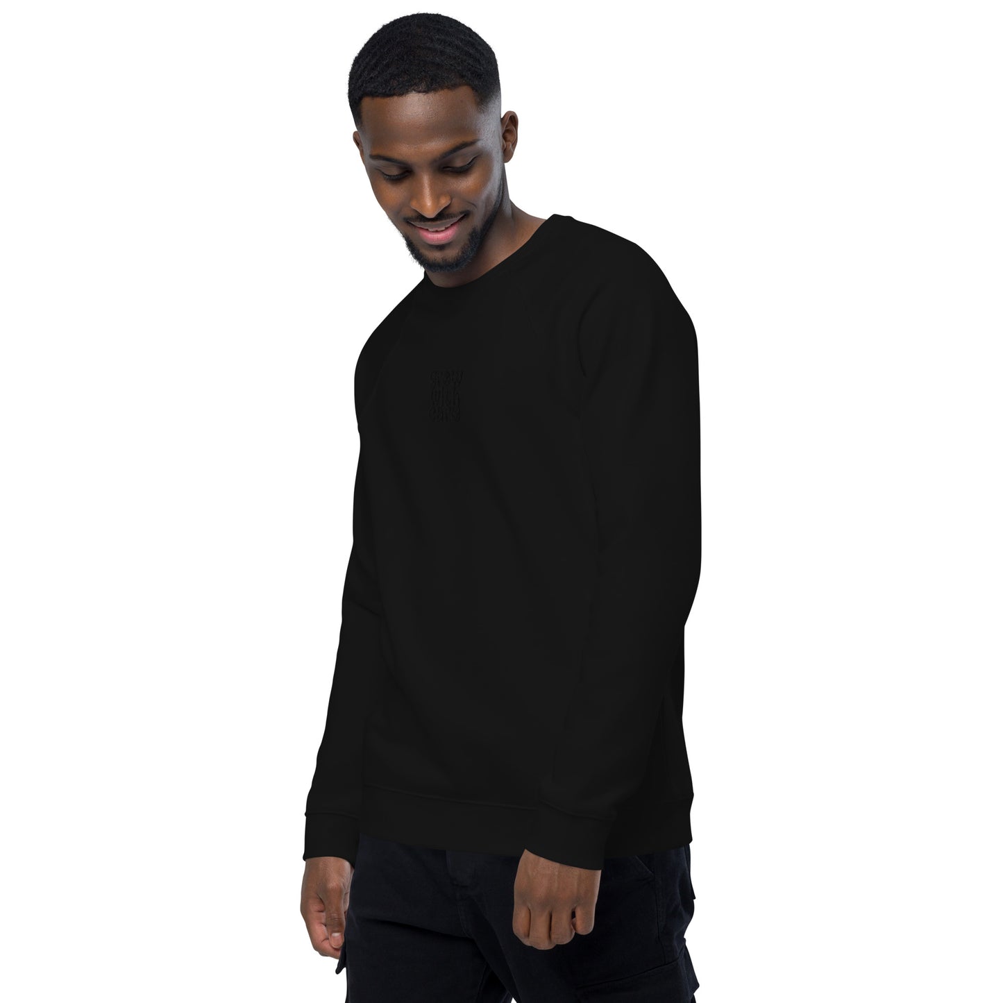 Eco-Friendly Owl Clothing Embroidered Unisex Organic Raglan Sweatshirt "Grow With Care" Dudeily