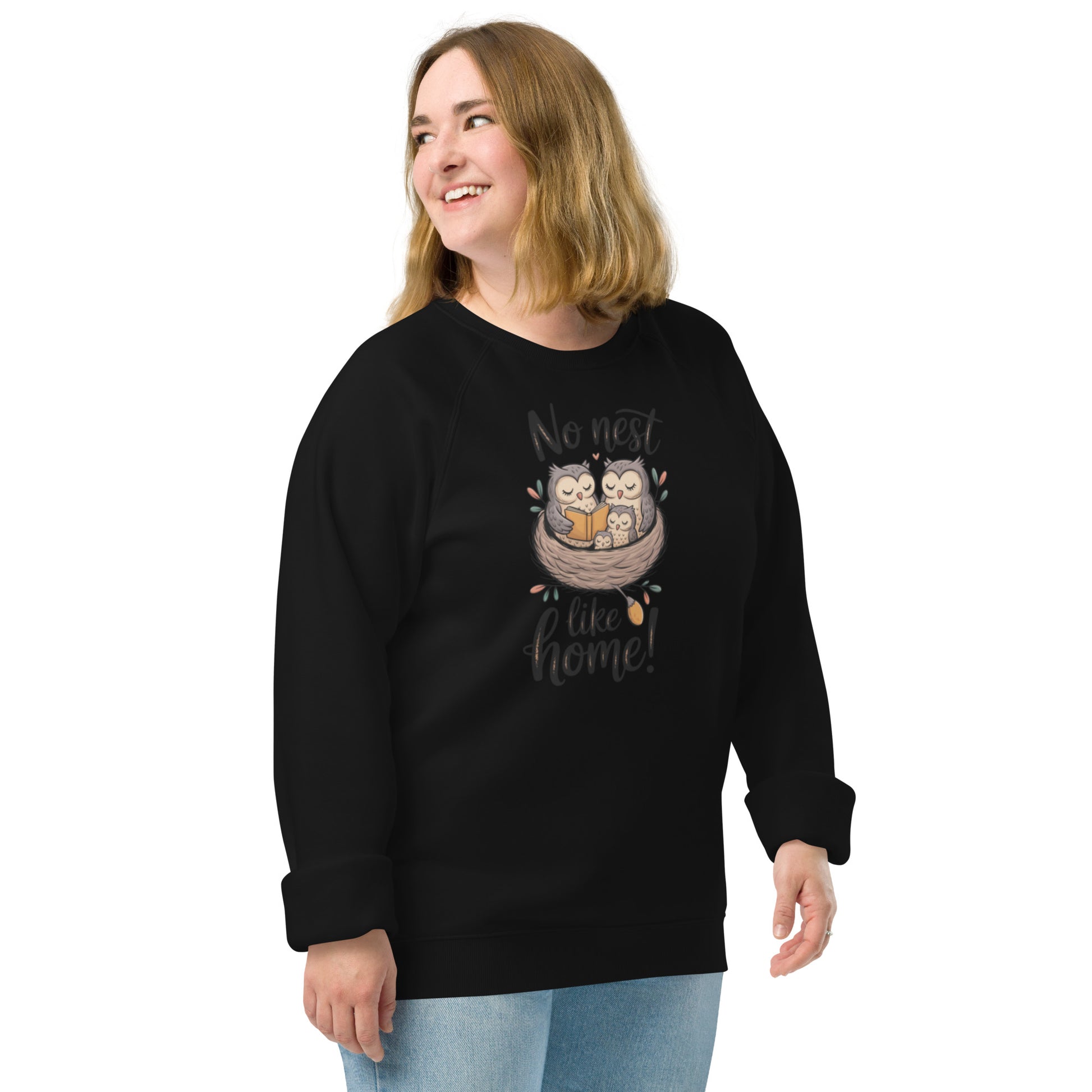 Unisex Organic Raglan Sweatshirt – Eco-Friendly Comfort for Every Owl Lover Dudeily