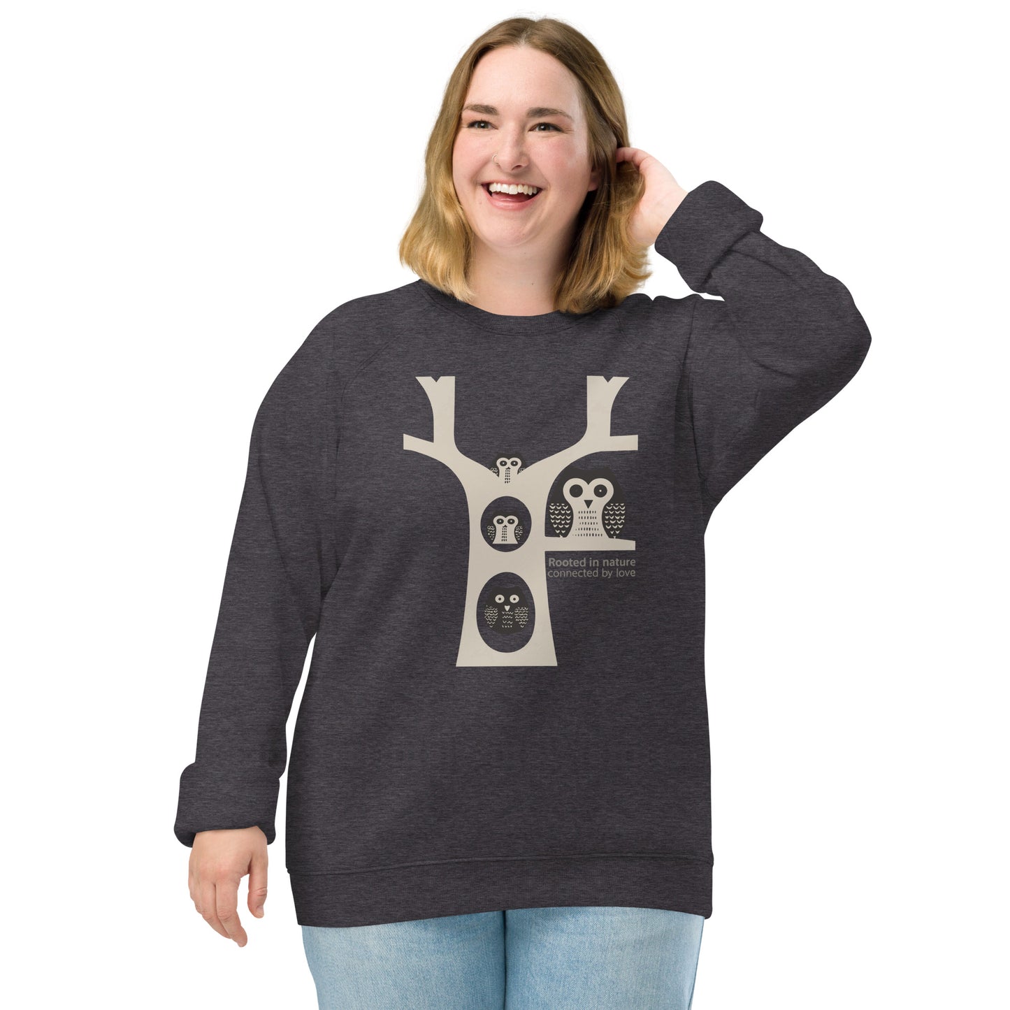 Unisex Organic Raglan Sweatshirt – OwlNest Sustainable Fashion for Family Day Charcoal Melange Dudeily