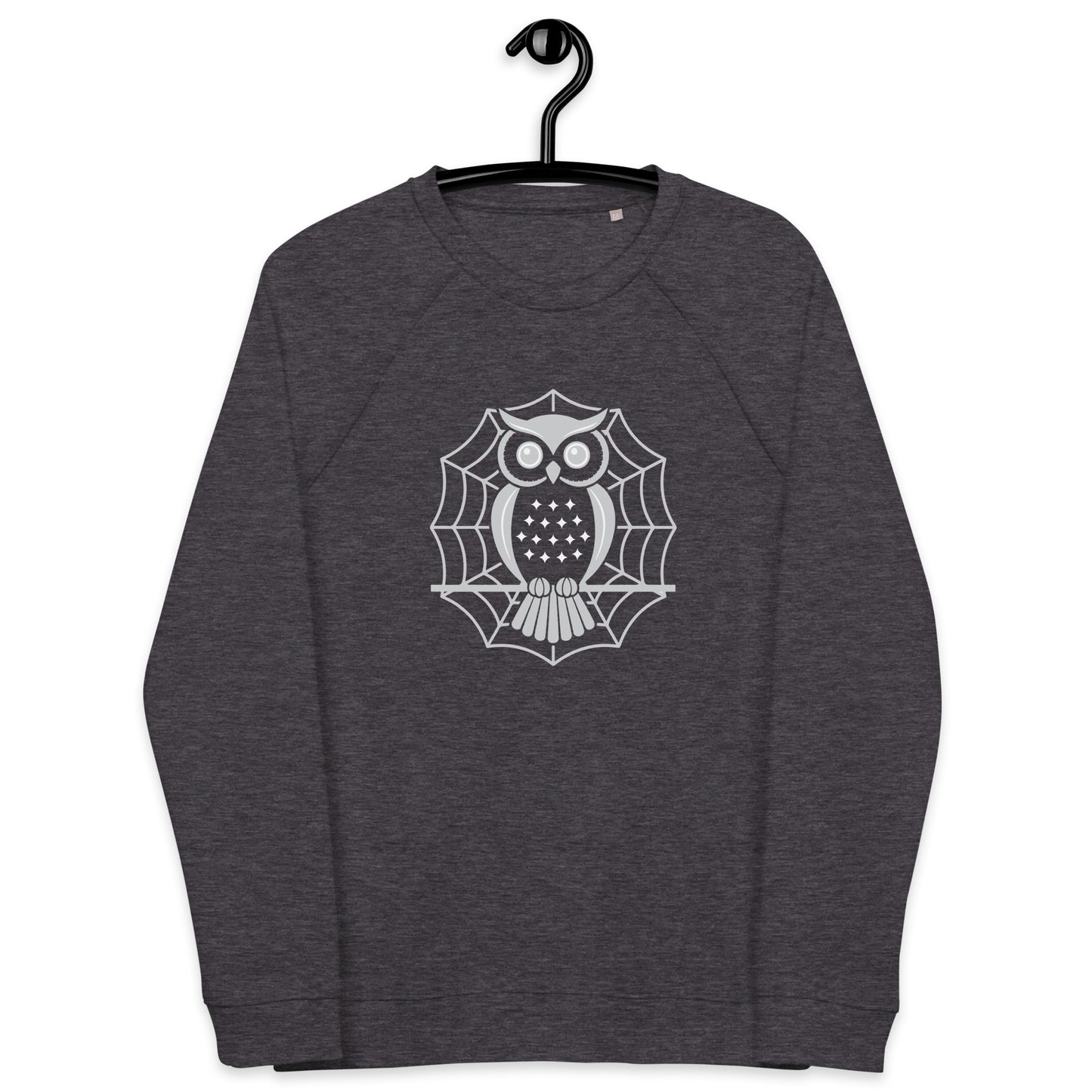 Unisex Organic Raglan Sweatshirt: Halloween Owl Eco-Friendly USA Dudeily