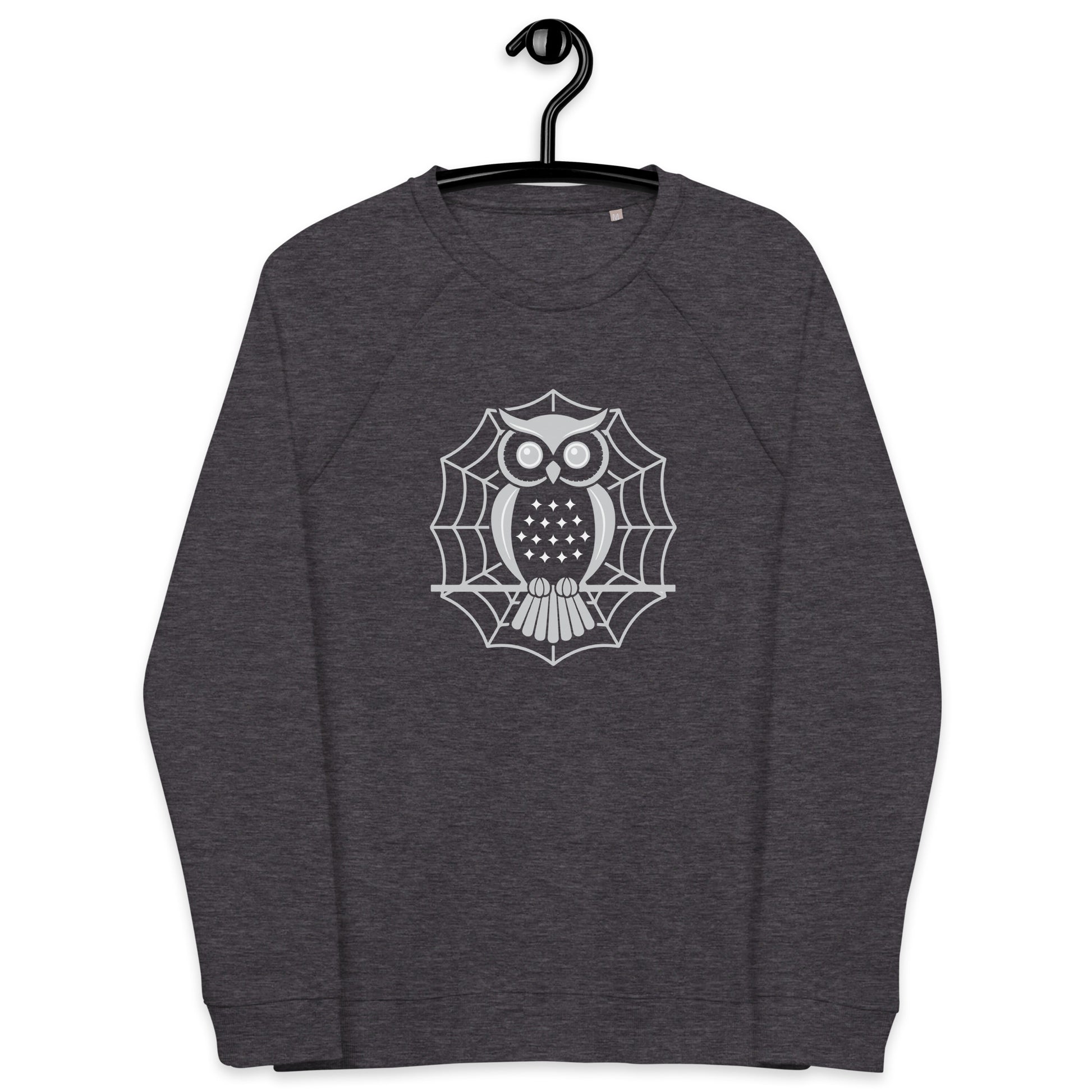 Unisex Organic Raglan Sweatshirt: Halloween Owl Eco-Friendly USA Dudeily