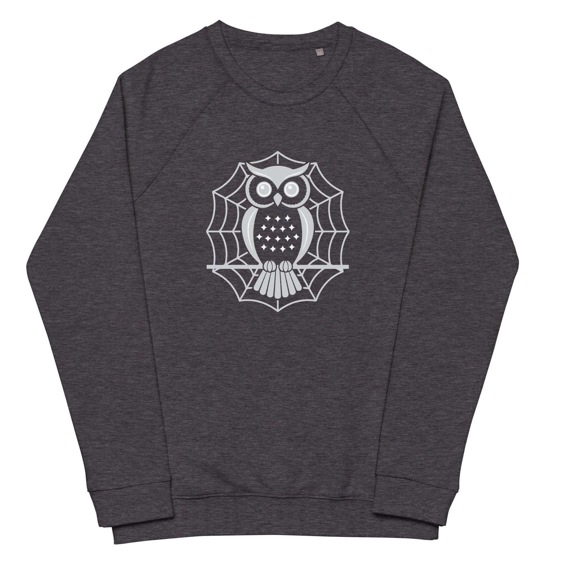 Unisex Organic Raglan Sweatshirt: Halloween Owl Eco-Friendly USA Dudeily