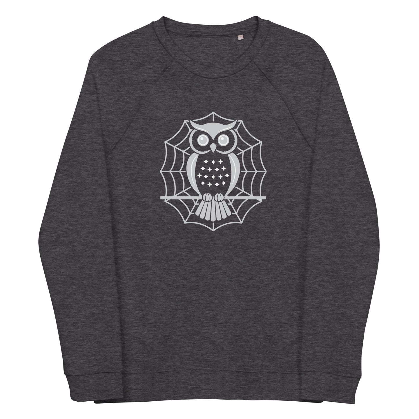 Unisex Organic Raglan Sweatshirt: Halloween Owl Eco-Friendly USA Dudeily